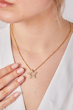 22 Ayar Altın Kaplama Tasarım Yıldız Kolye