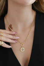 14K Altın Kaplama Arpa Zincir Kuzey Yıldızı Kolye