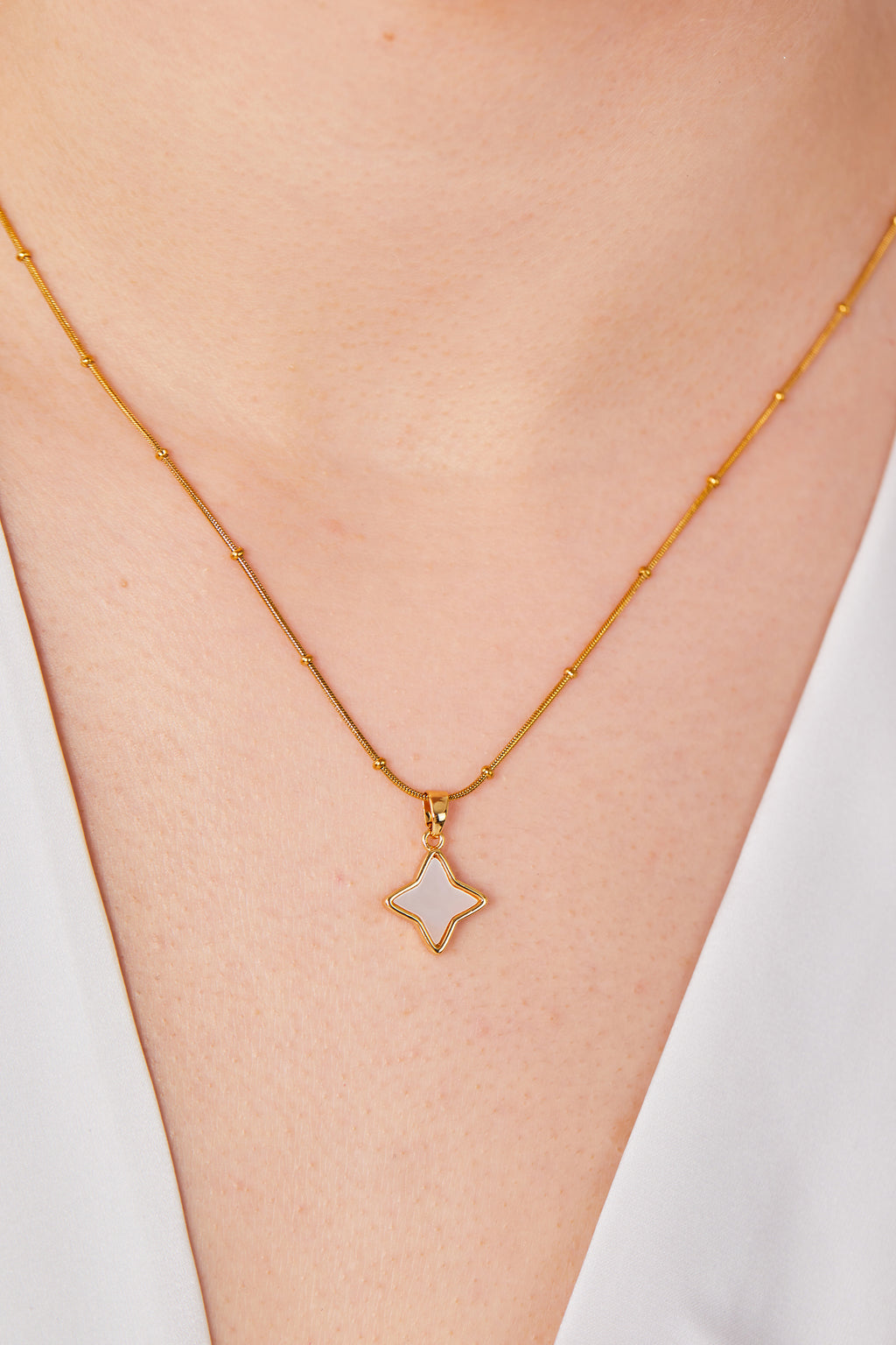 22 Carat Gold Plated Pearl Star Necklace