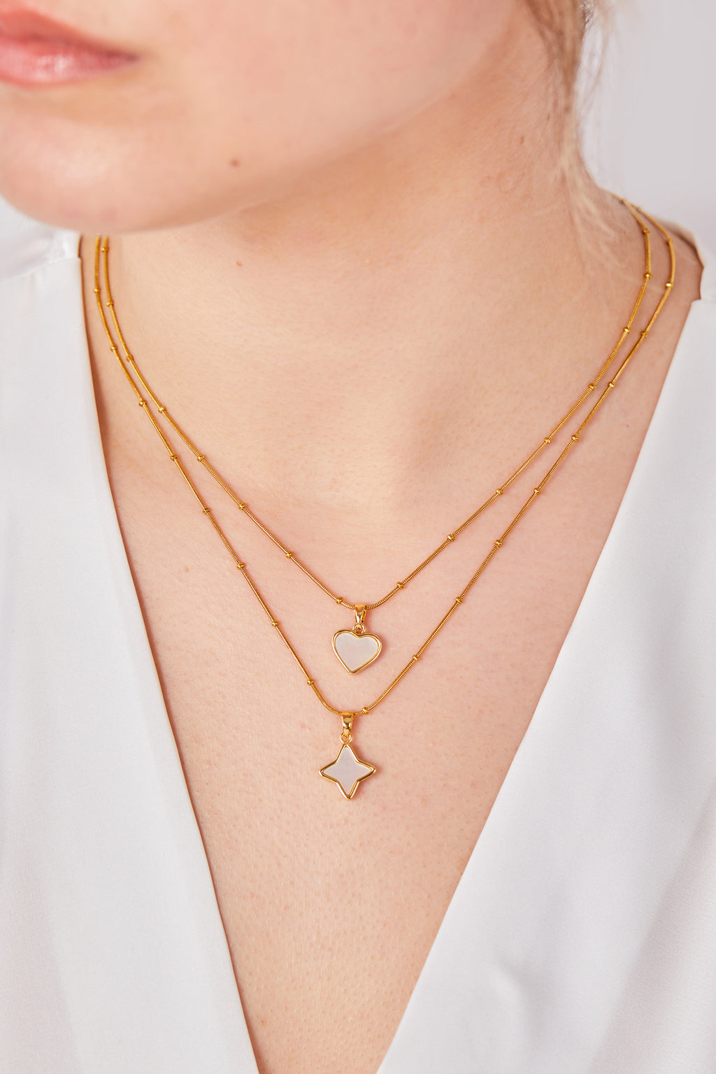 22 Carat Gold Plated Mother-of-Pearl Heart Necklace