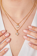 22 Ayar Altın Kaplama Sedefli Kalp Kolye