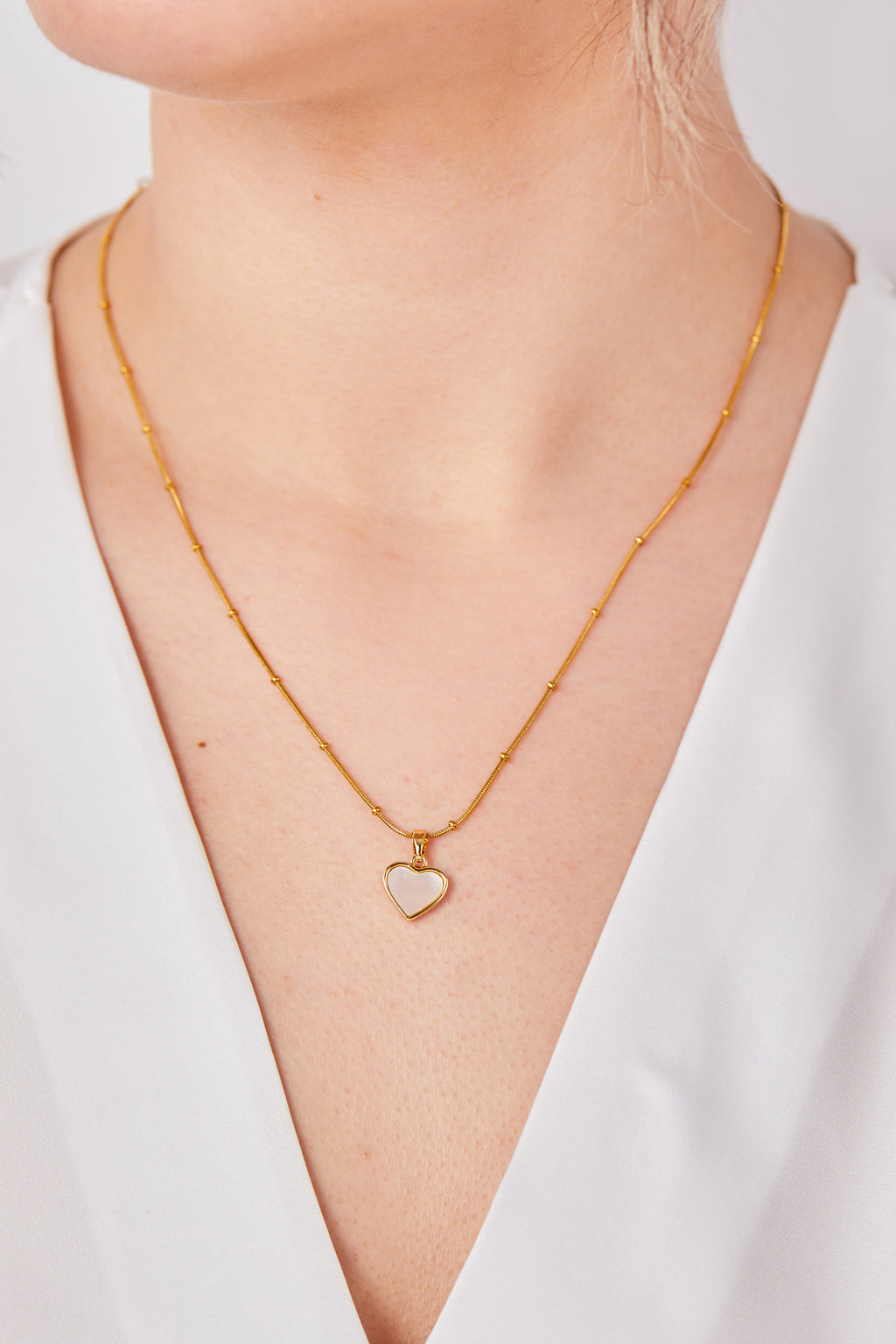 22 Carat Gold Plated Mother-of-Pearl Heart Necklace