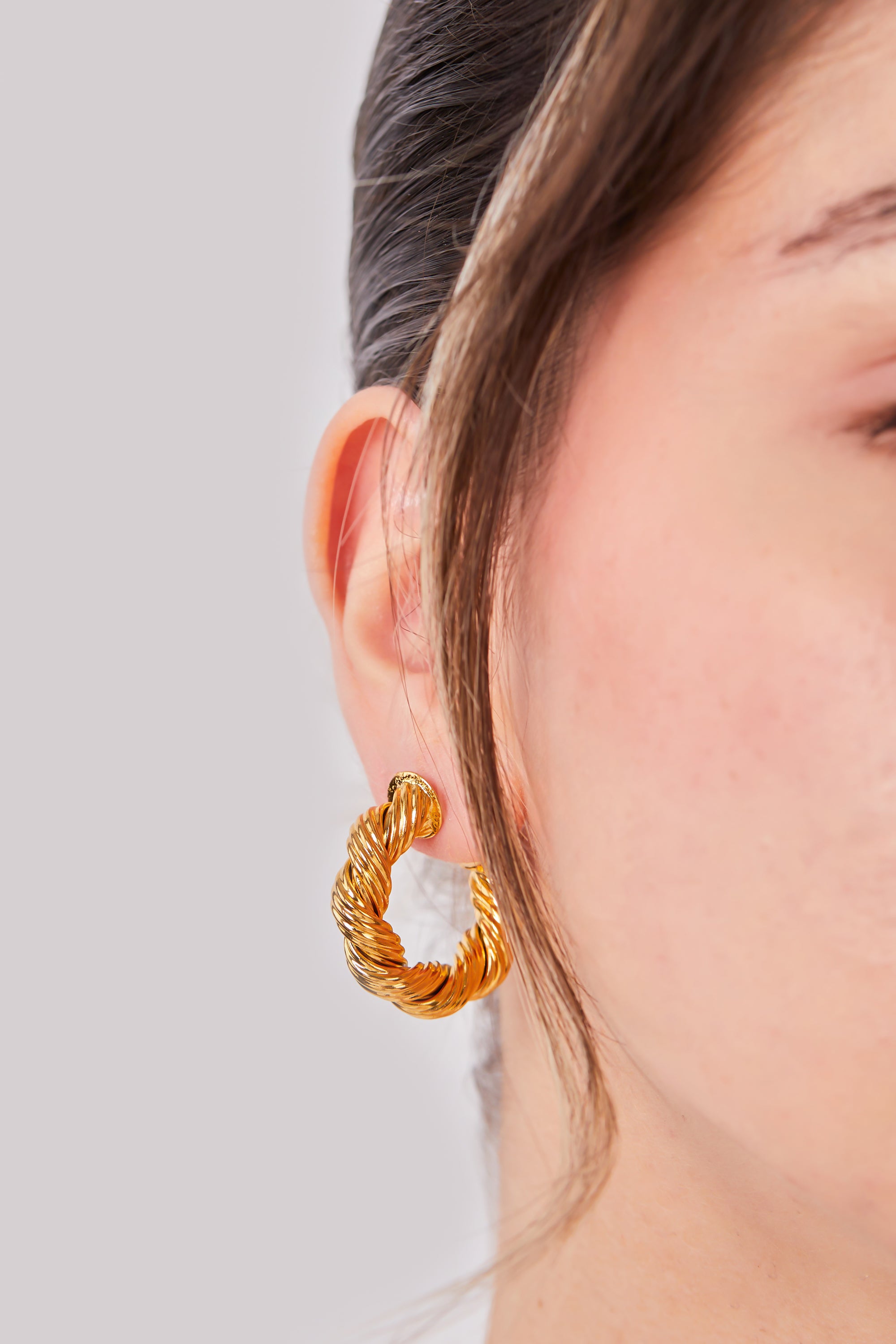 22 Carat Gold Plated Thick Twist Hoop Earrings