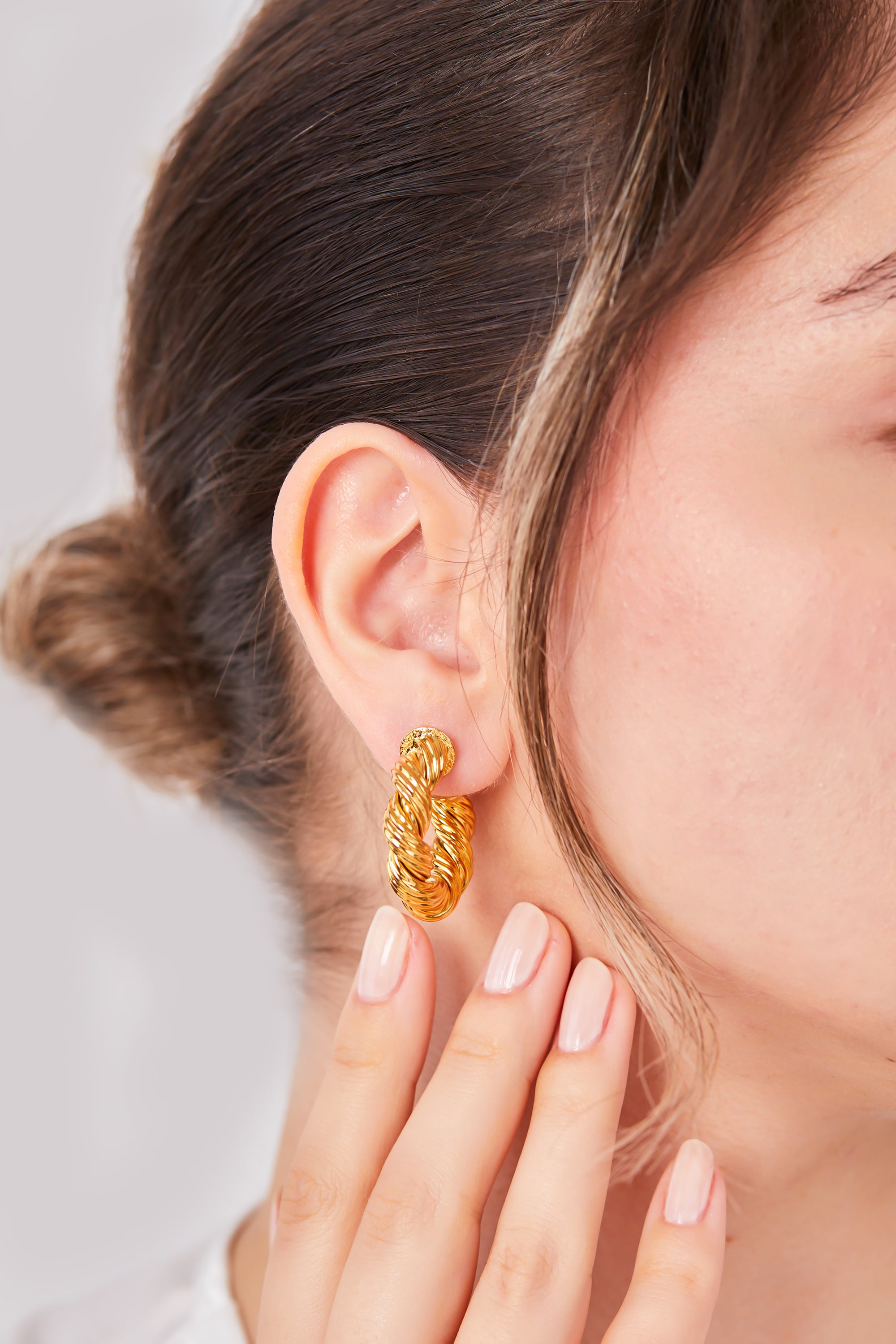 22 Carat Gold Plated Thick Twist Hoop Earrings