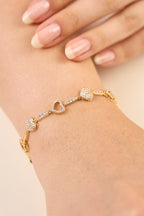 14K Altın Kaplama Taşlı Kalpli Bileklik