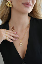 14K Altın Kaplama Arpa Zincir Kuzey Yıldızı Kolye