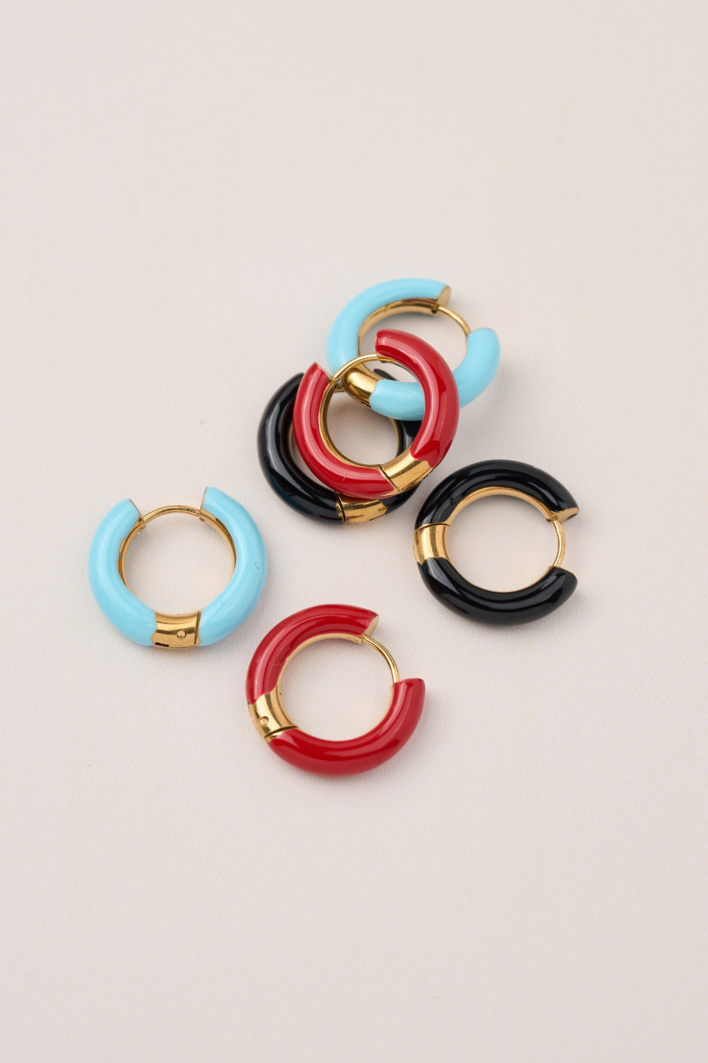 Steel Hoop Earring Red