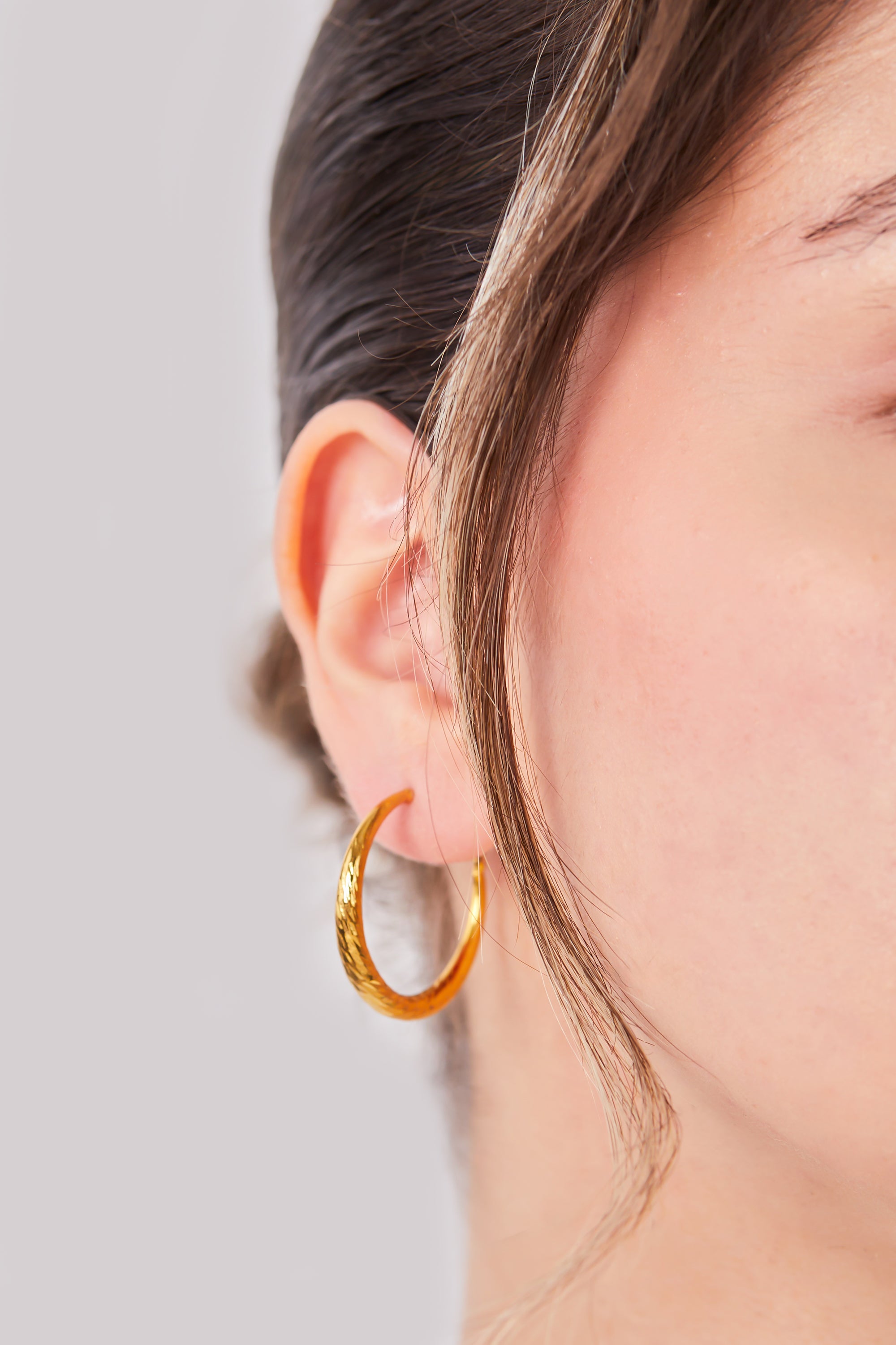 22 Carat Gold Plated Patterned Hoop Earrings