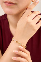 14K Altın Kaplama Taşlı Kalpli Bileklik