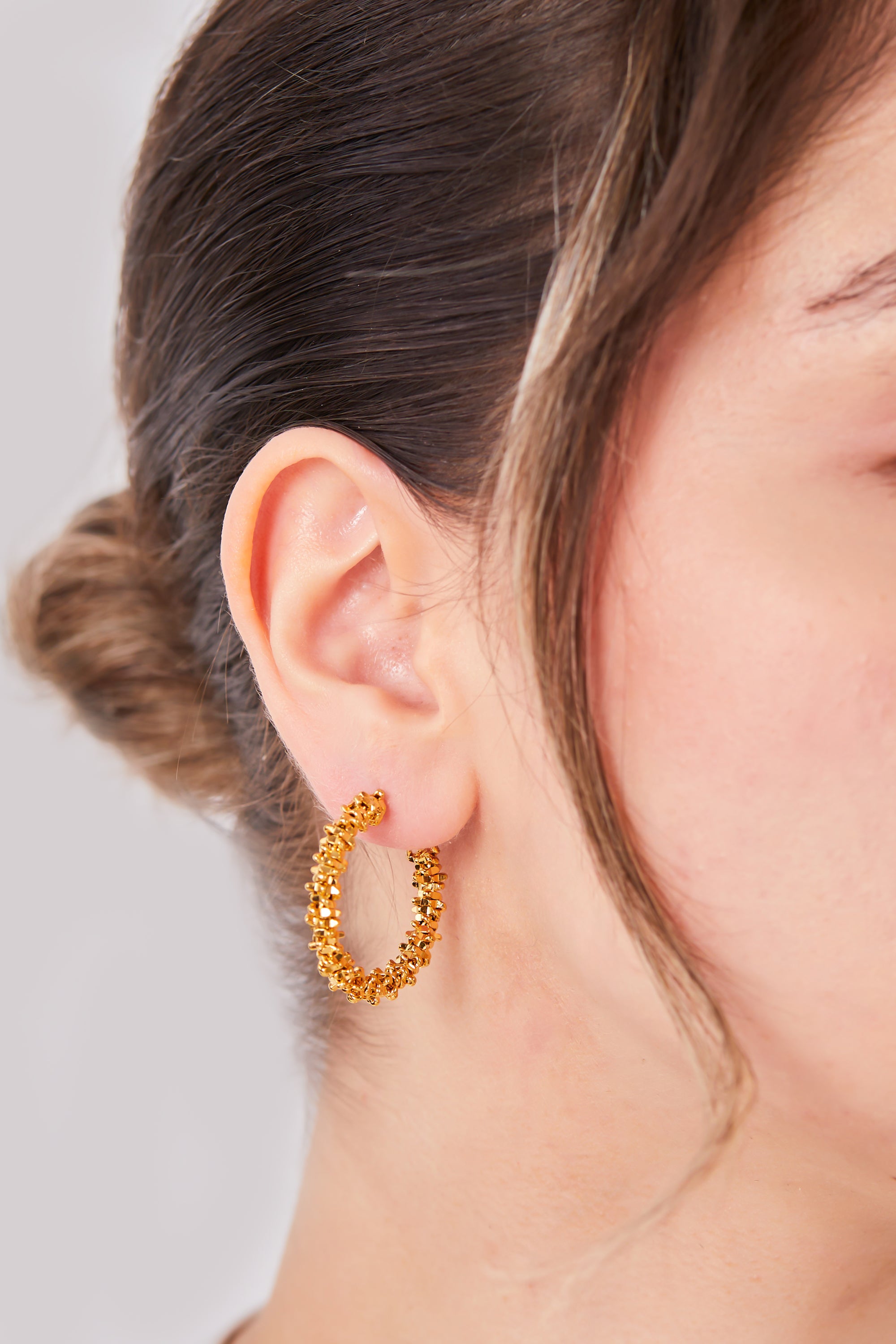 22 Carat Gold Plated Spiral Hoop Gold Earrings