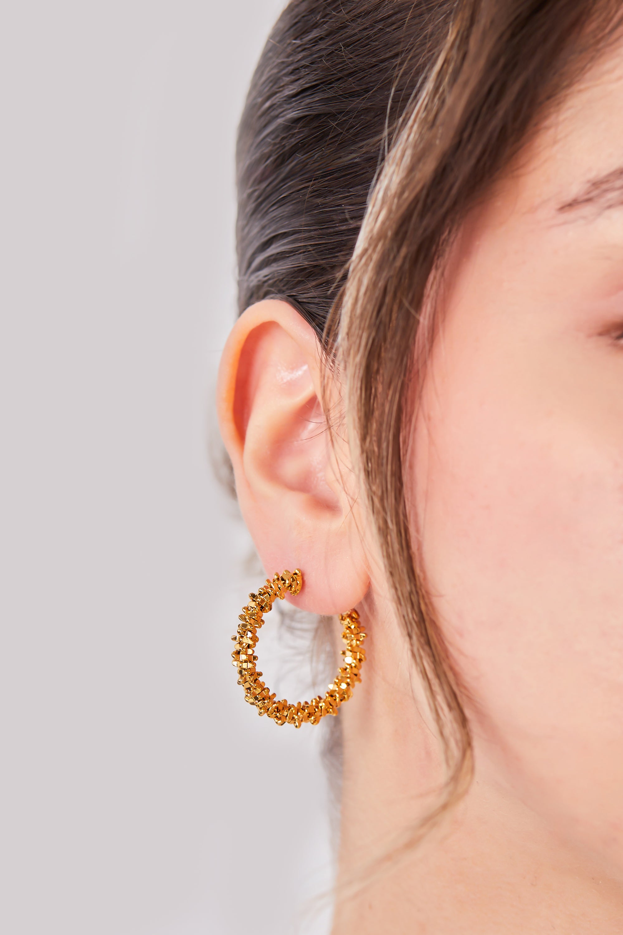 22 Carat Gold Plated Spiral Hoop Gold Earrings