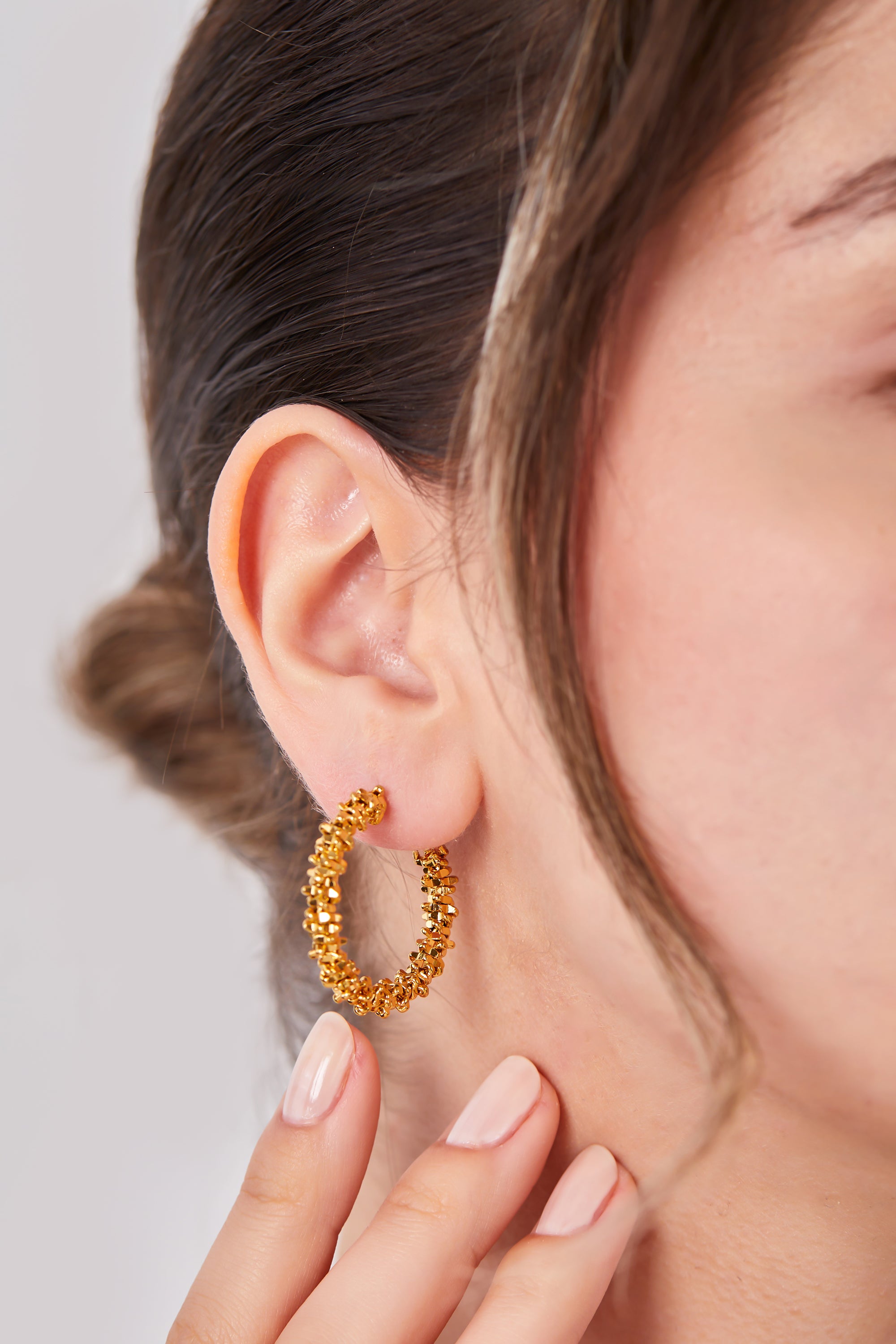 22 Carat Gold Plated Spiral Hoop Gold Earrings