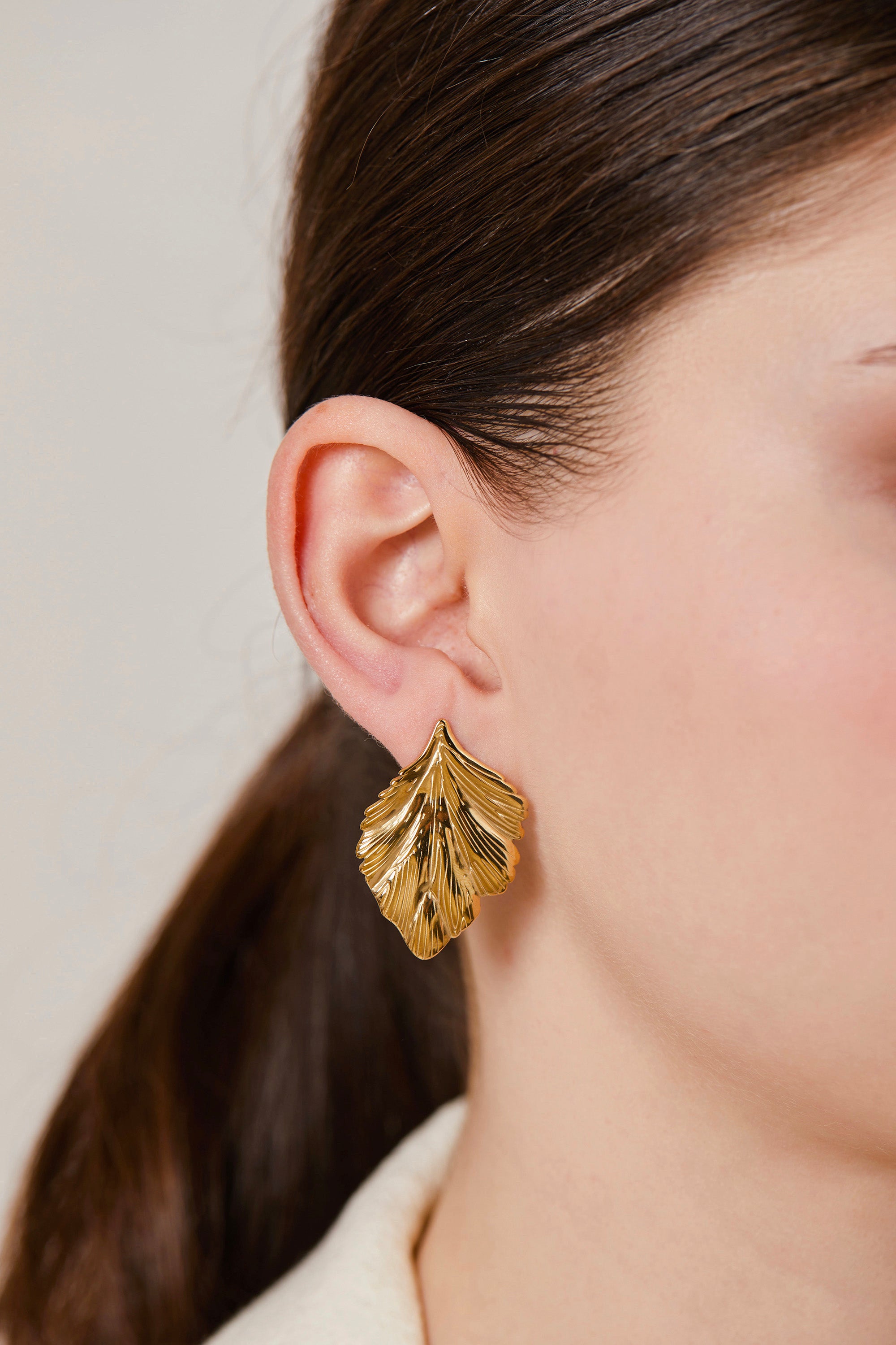 Steel Leaf Earring
