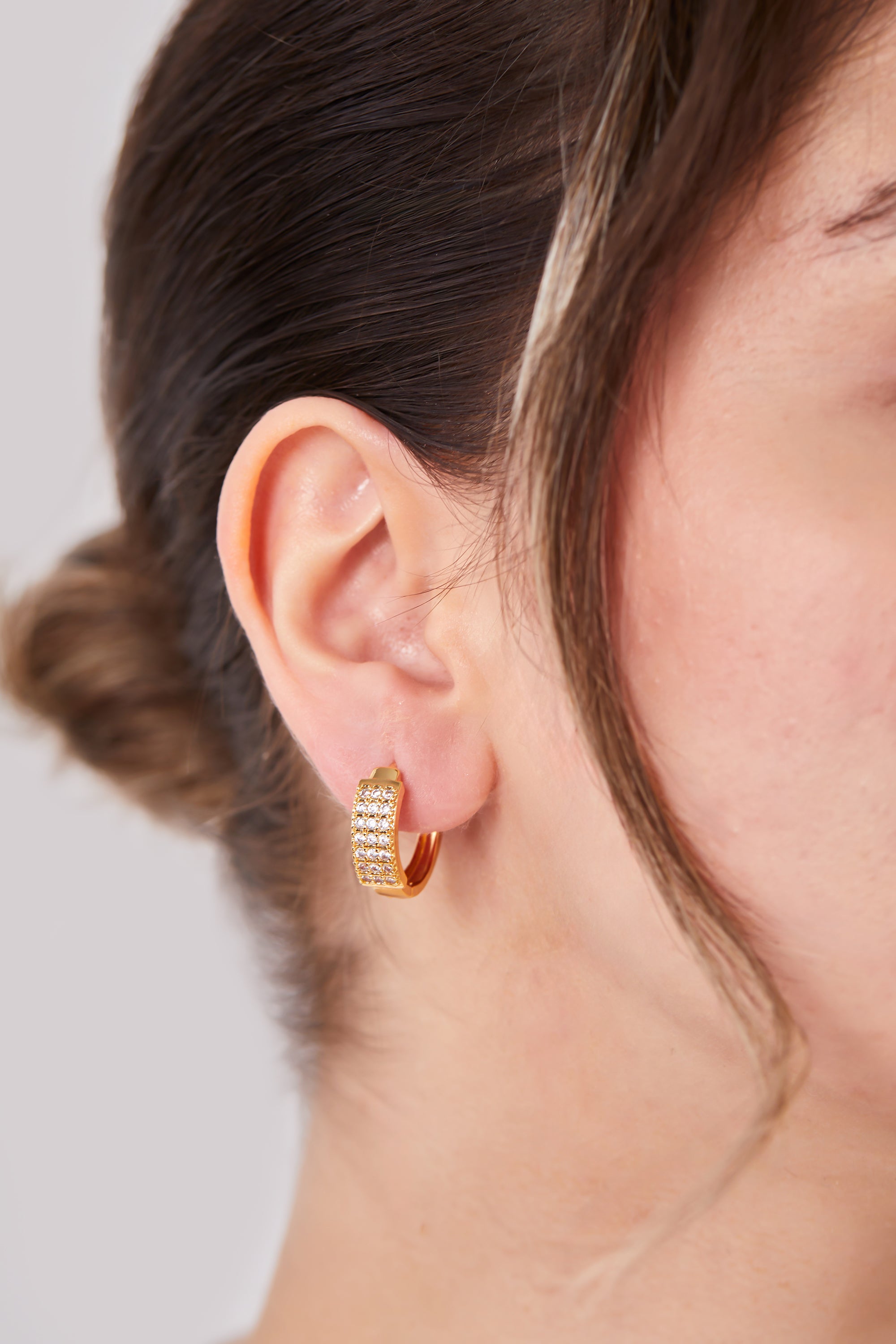 22 Carat Gold Plated Stone Hoop Earrings