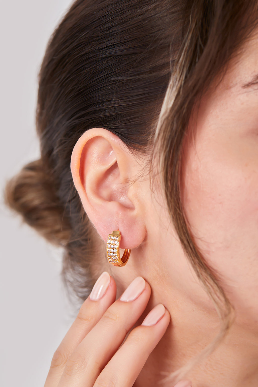 22 Carat Gold Plated Stone Hoop Earrings