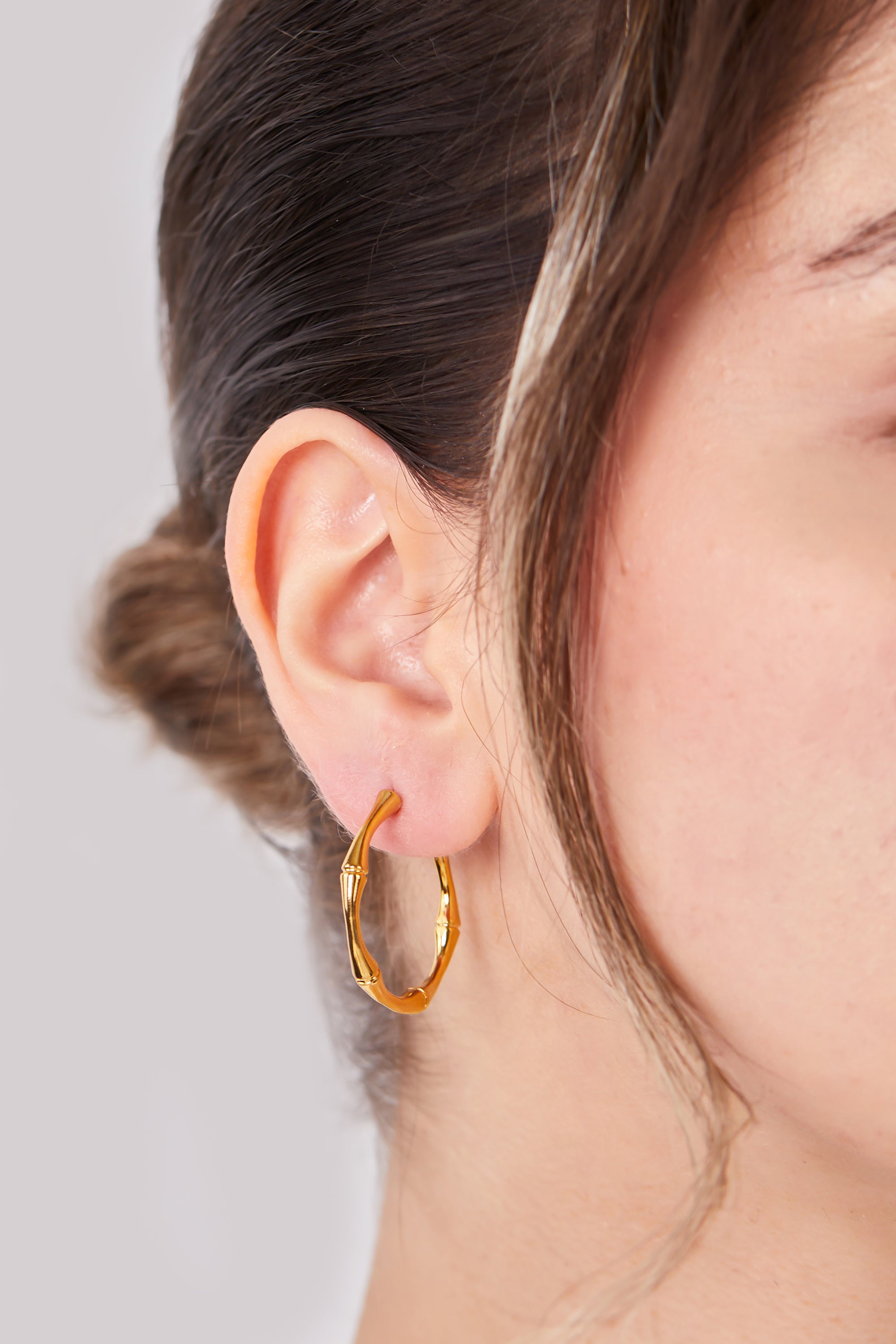 22 Carat Gold Plated Striped Patterned Hoop Earrings