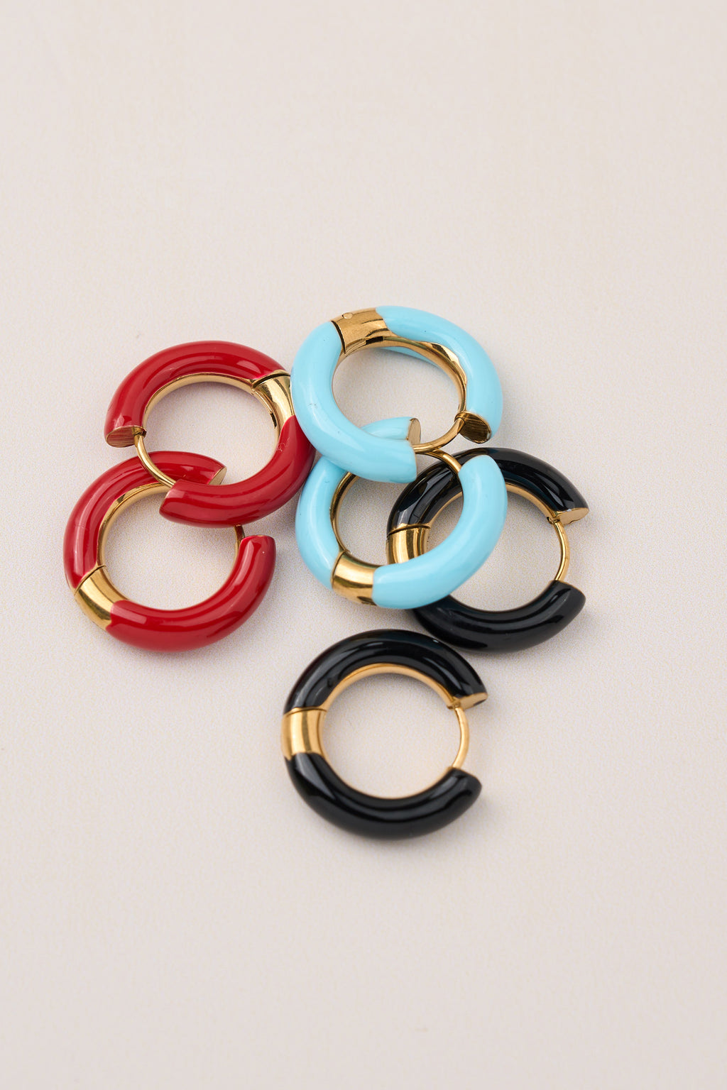 Steel Hoop Earrings Blue