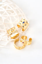 Altın Kaplama Bordo Taşlı Güneş Yüzük