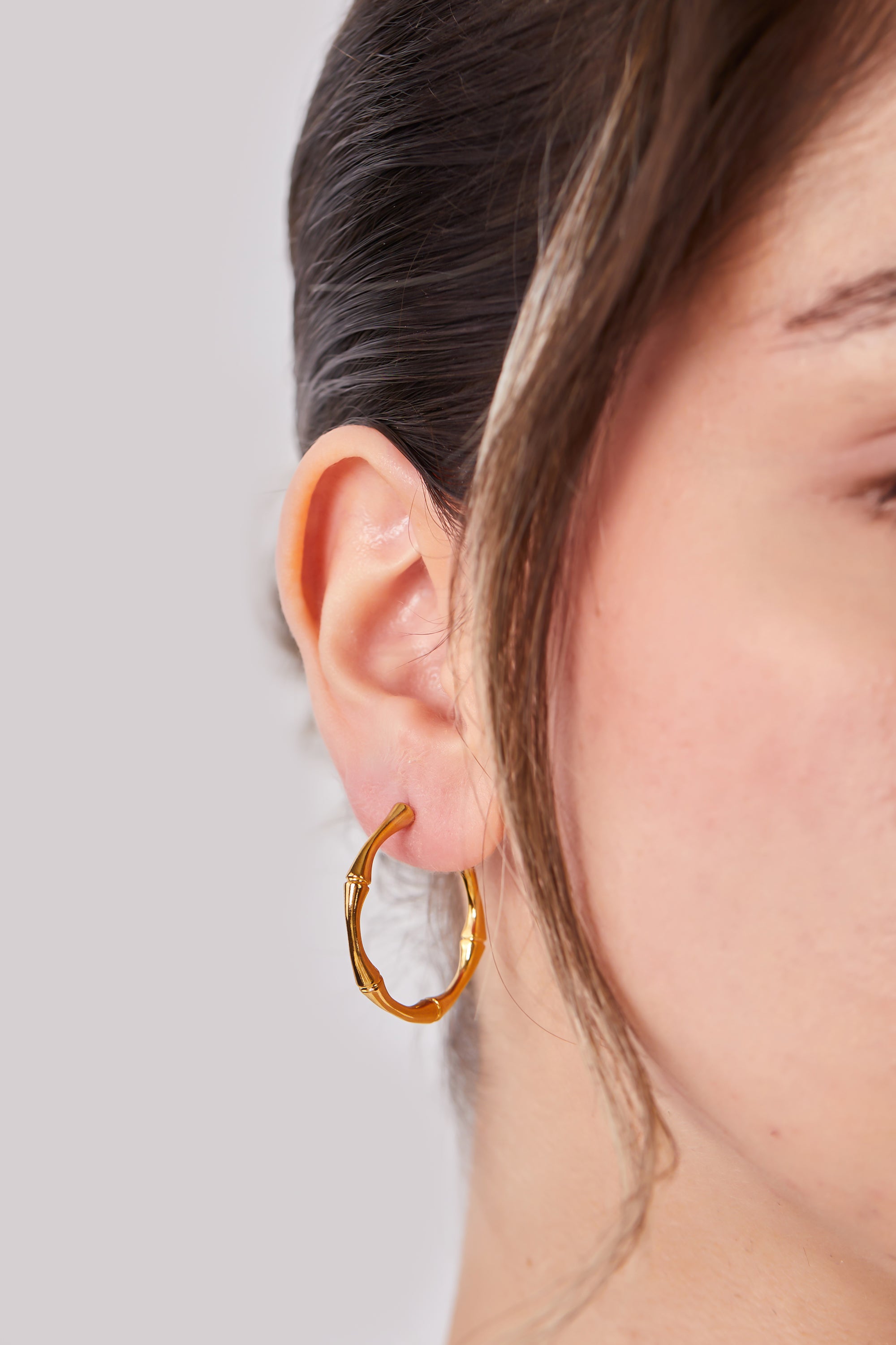 22 Carat Gold Plated Striped Patterned Hoop Earrings