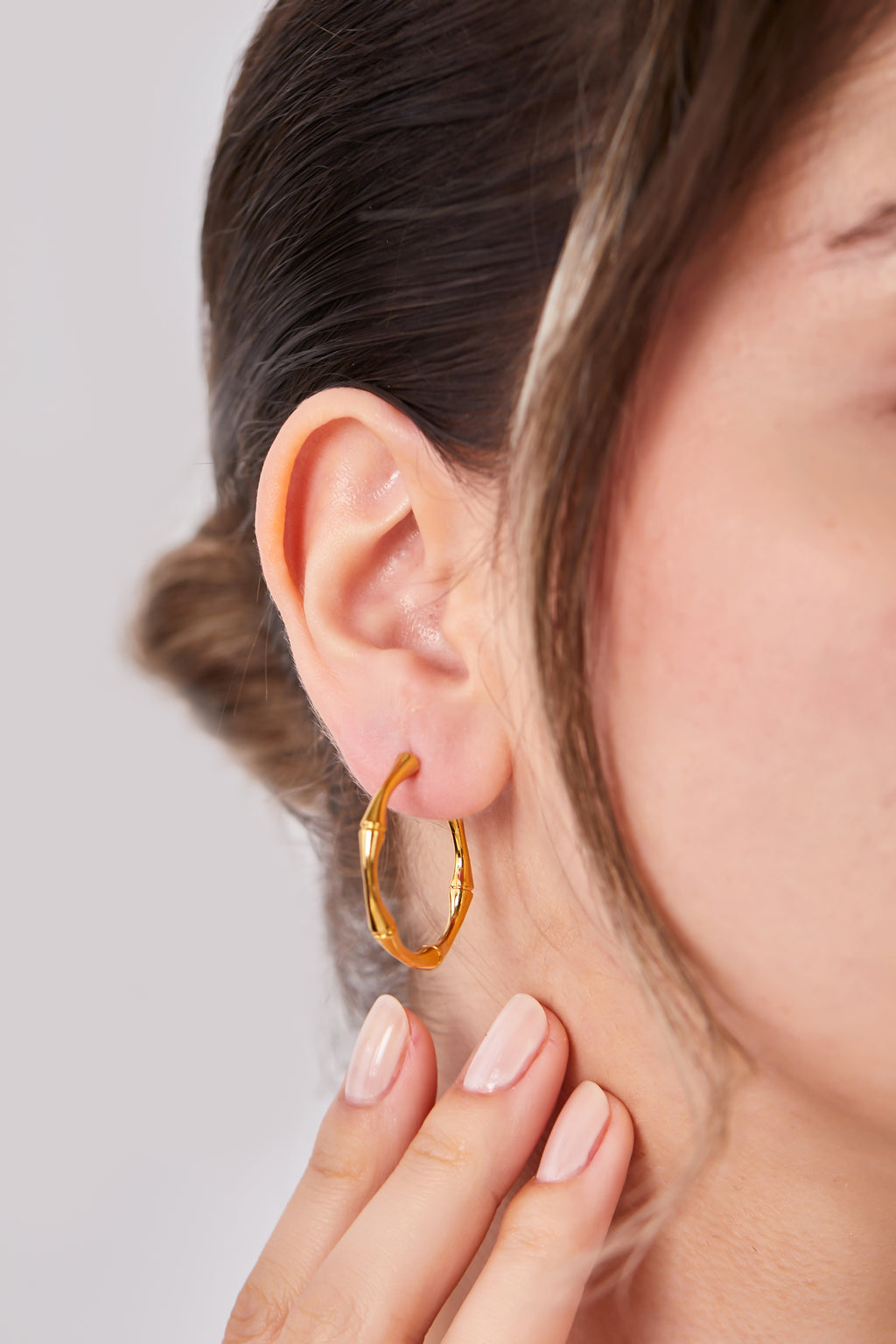 22 Carat Gold Plated Striped Patterned Hoop Earrings