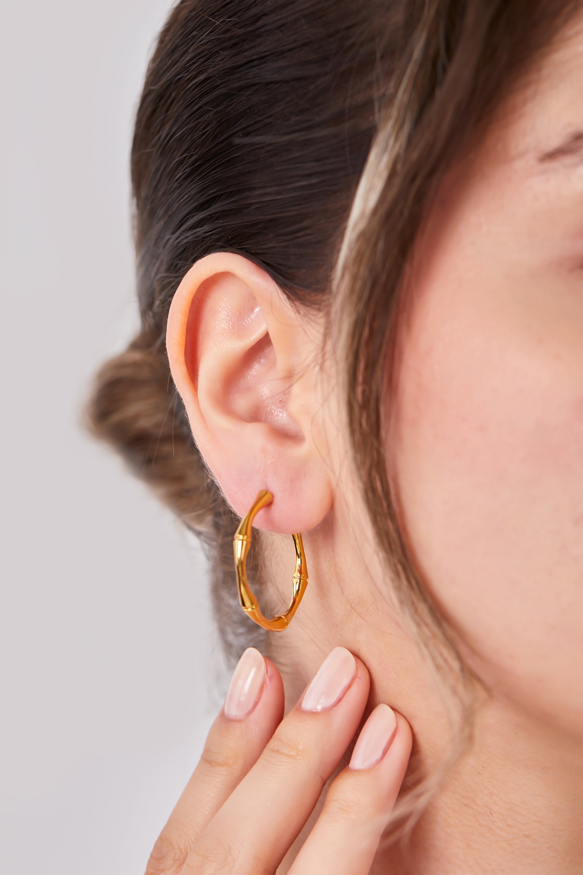 22 Carat Gold Plated Striped Patterned Hoop Earrings