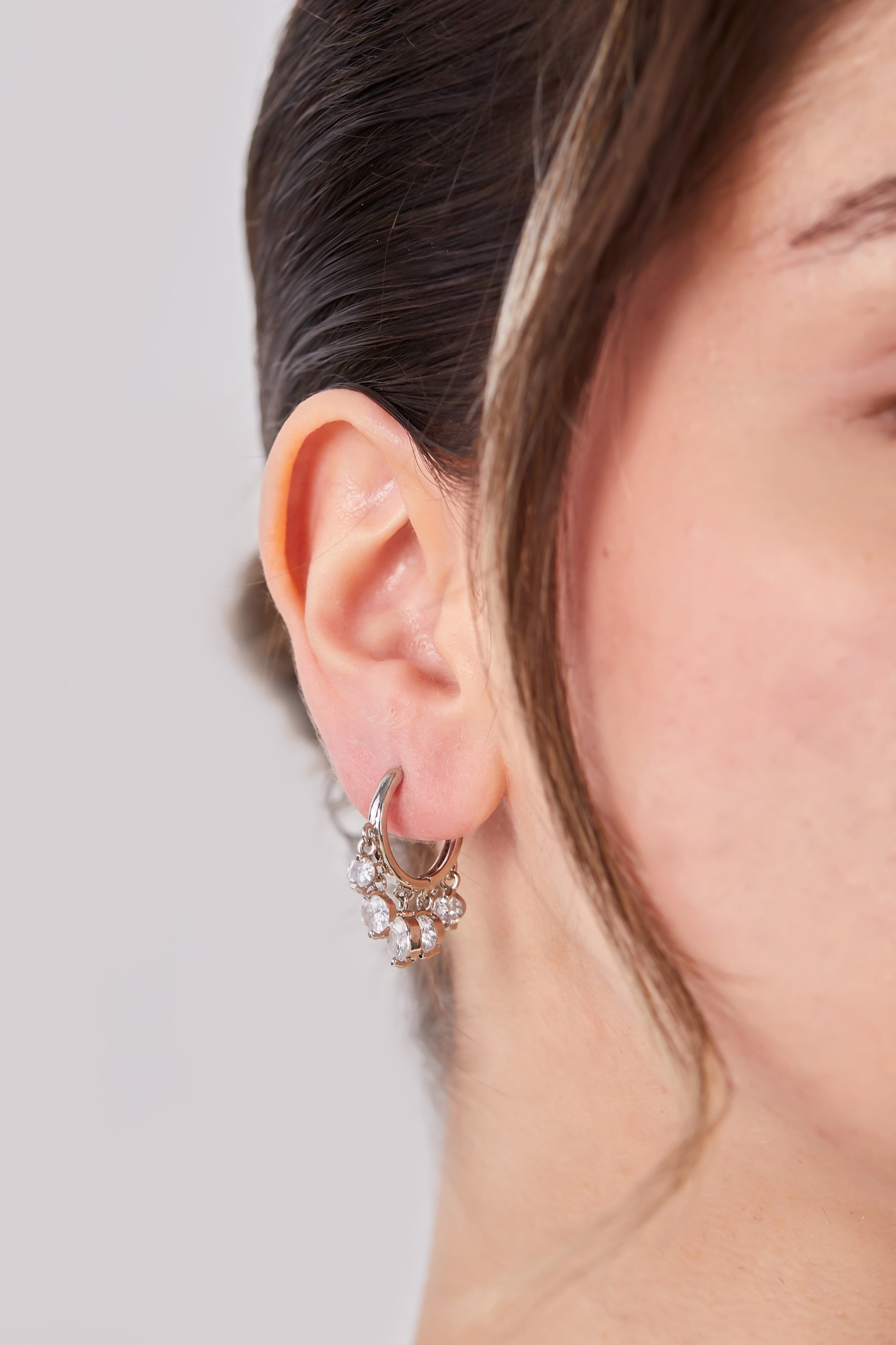 22 Carat Gold Plated Stone Hoop Earrings