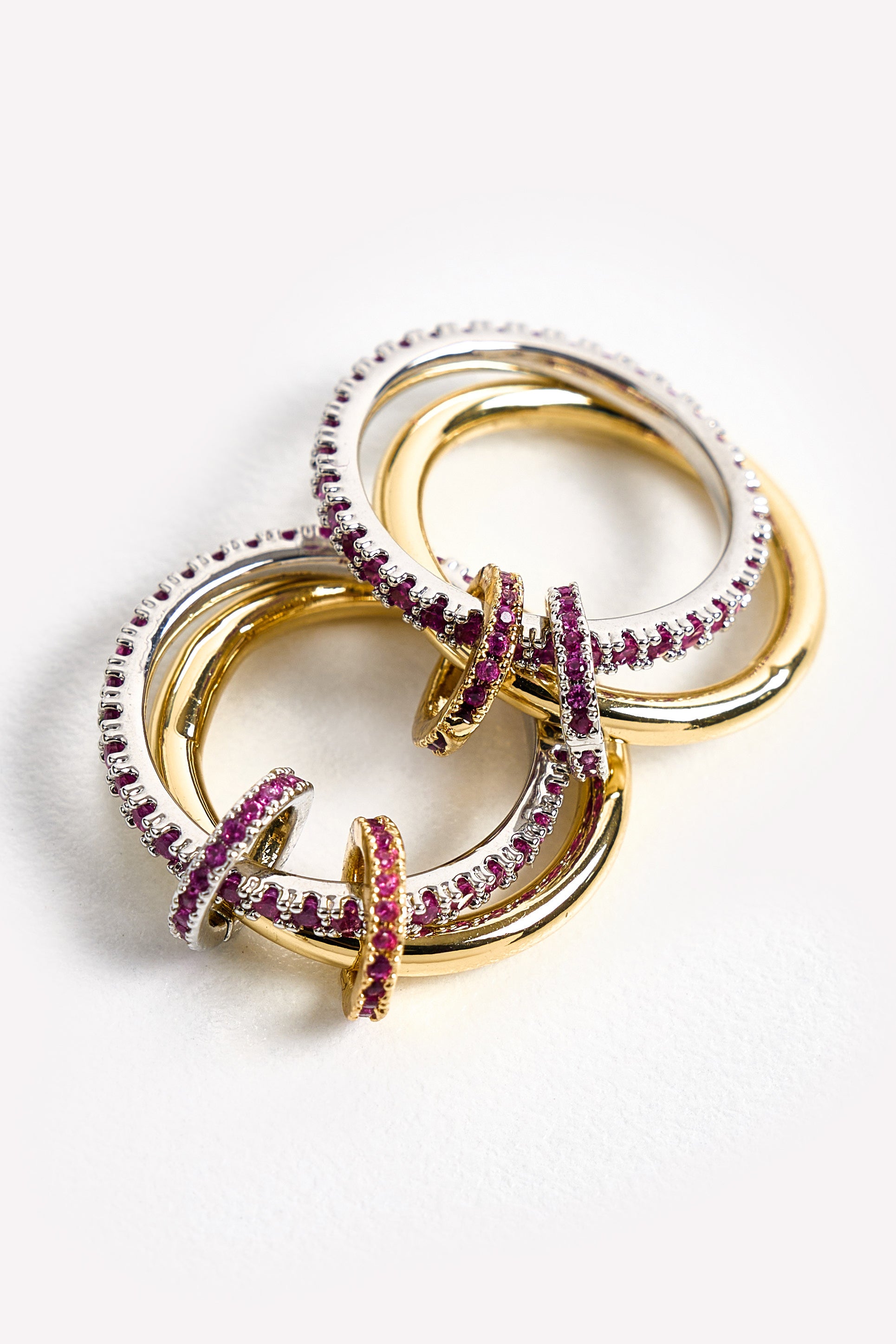 Renkli Taşlı Çift Renk Spinelli Yüzük