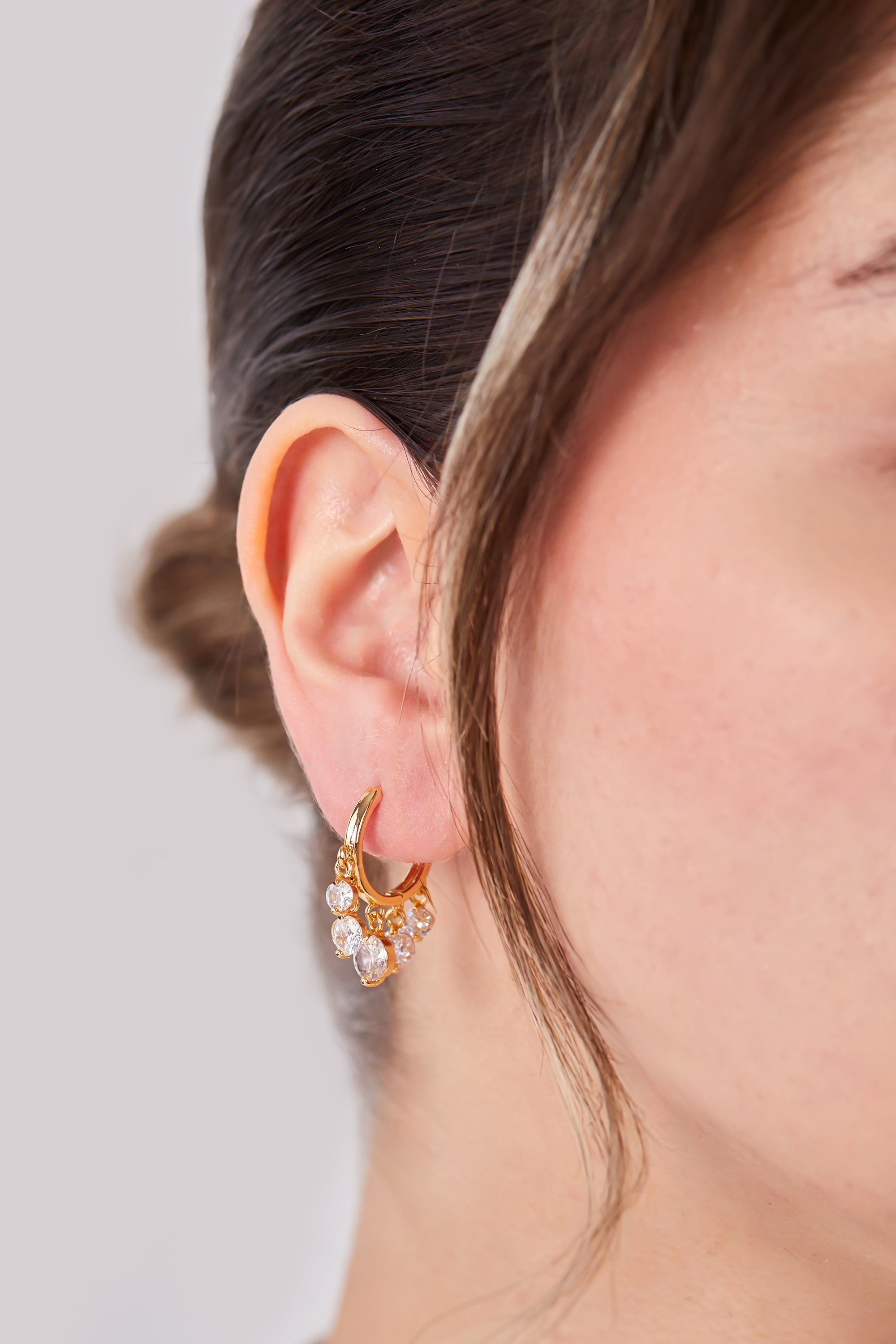 22 Carat Gold Plated Stone Hoop Earrings