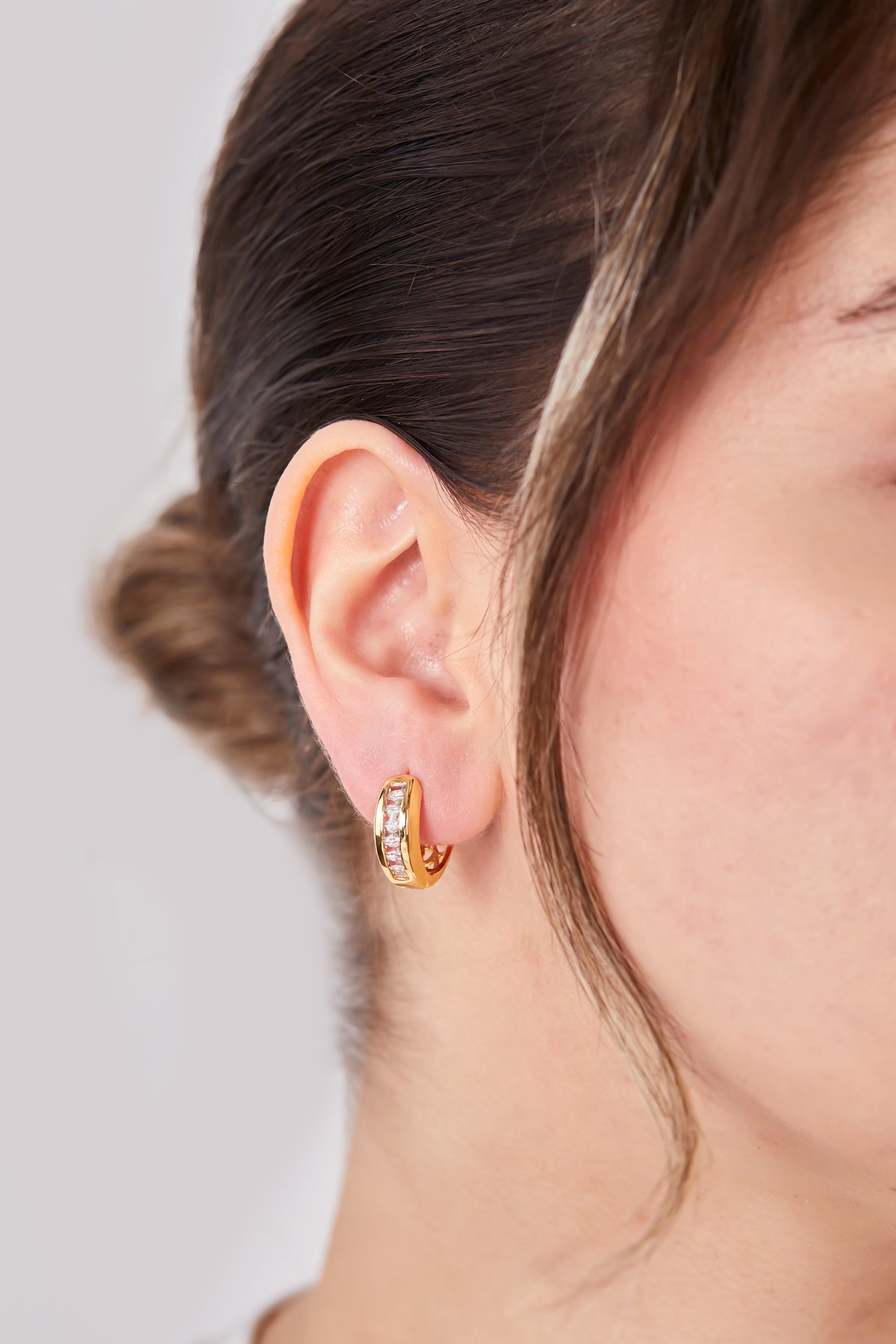 22 Carat Gold Plated Stone Patterned Hoop Earrings