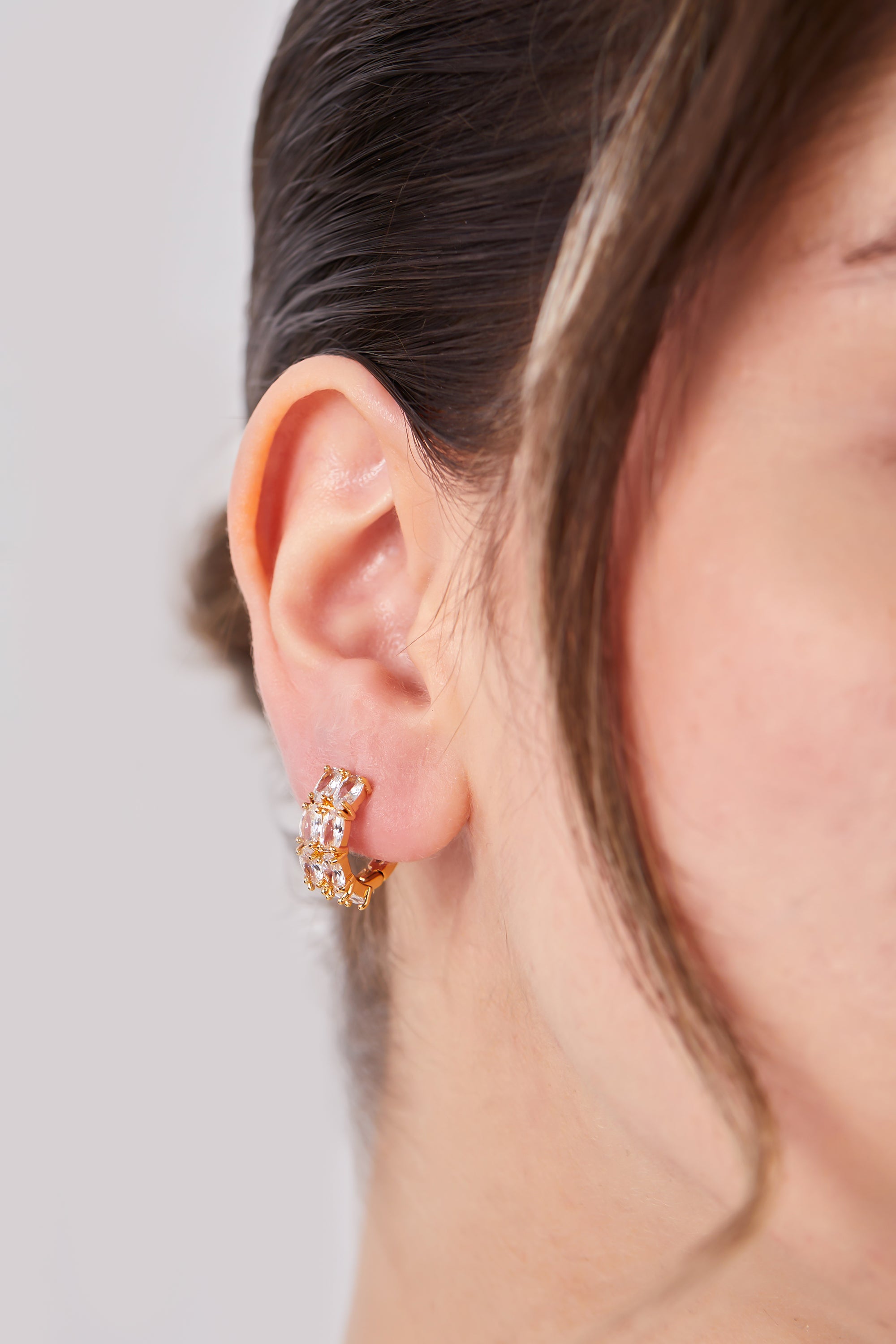 22 Carat Gold Plated Large Stone Hoop Earrings