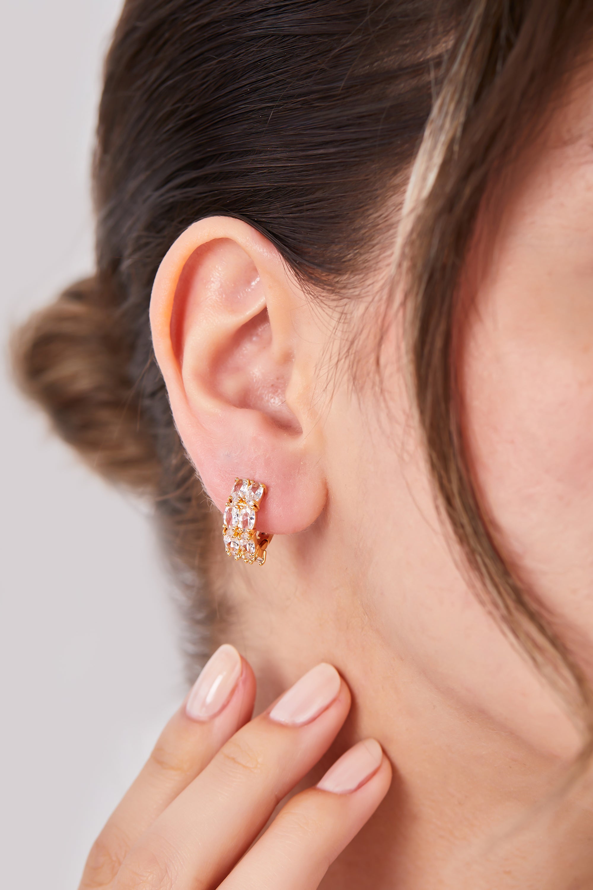 22 Carat Gold Plated Large Stone Hoop Earrings