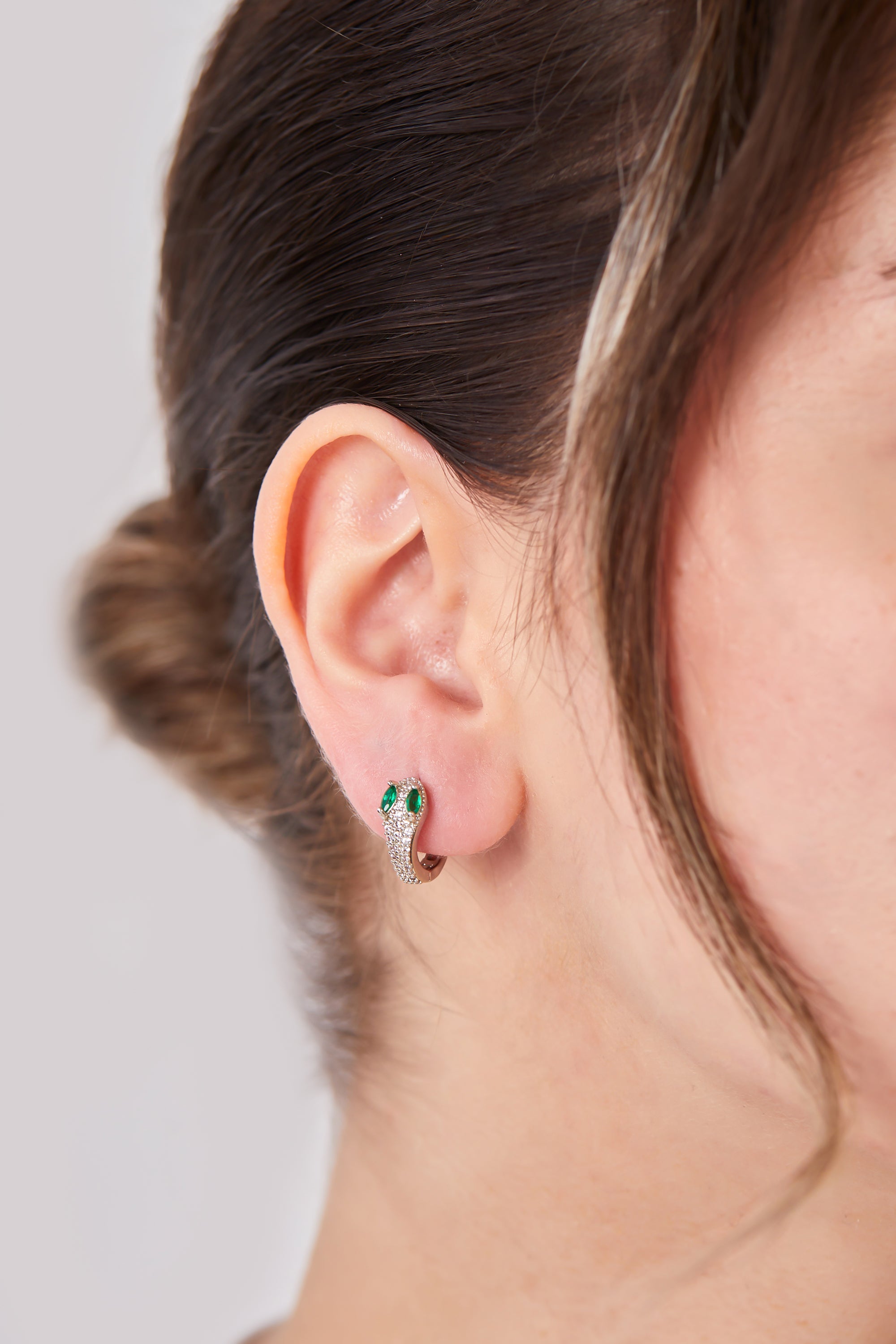 22 Carat Gold Plated White Snake Earring