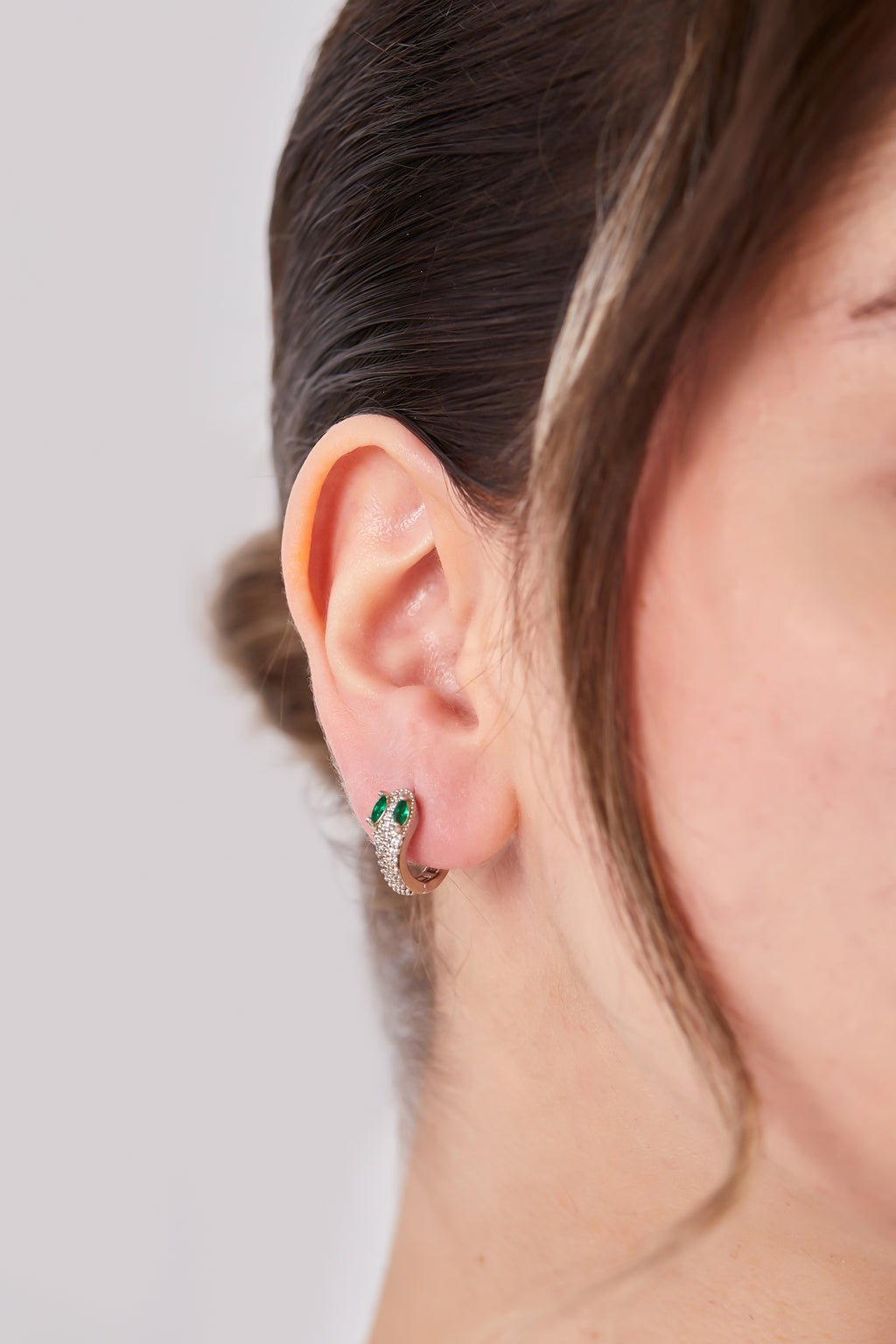 22 Carat Gold Plated White Snake Earring