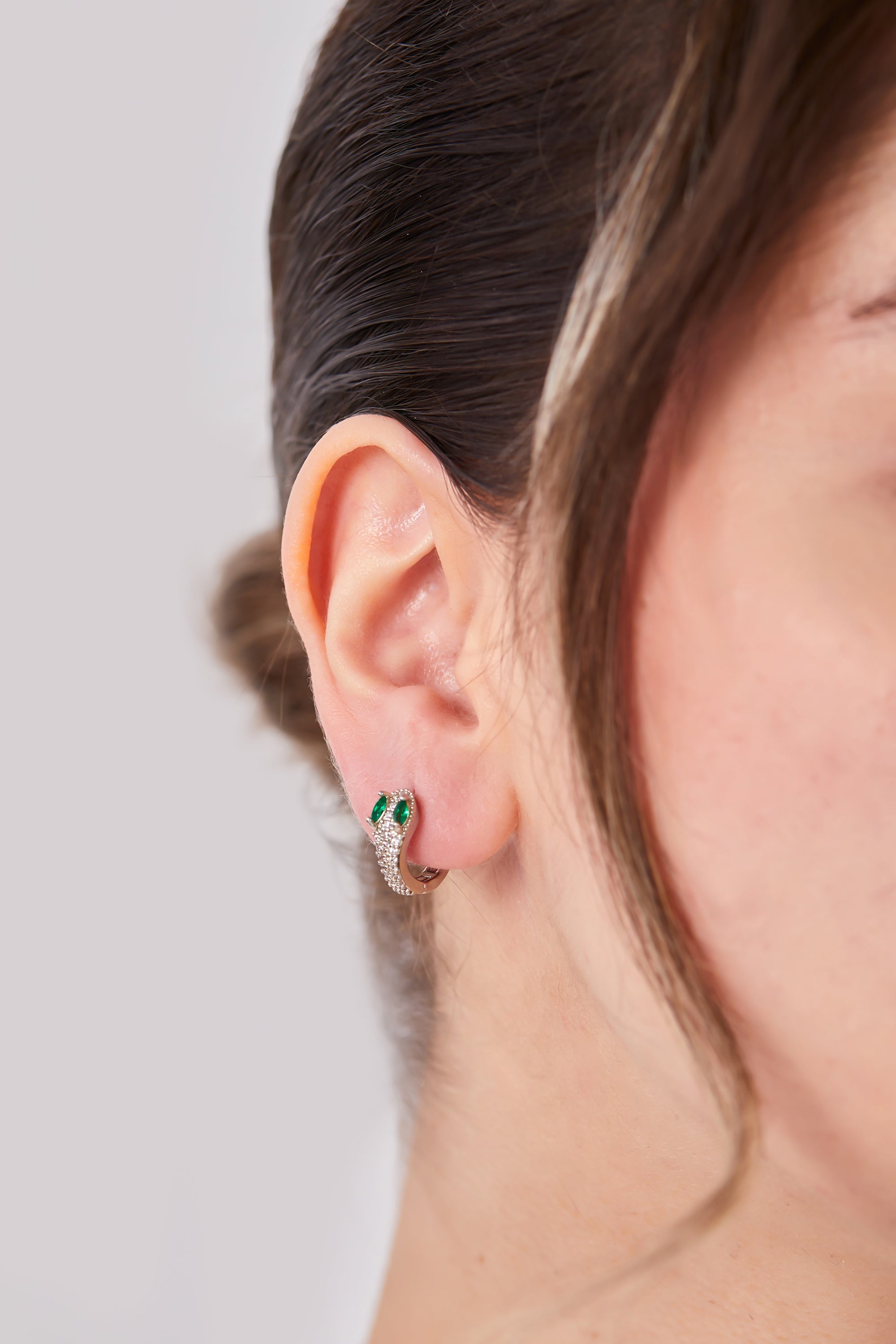 22 Carat Gold Plated White Snake Earring