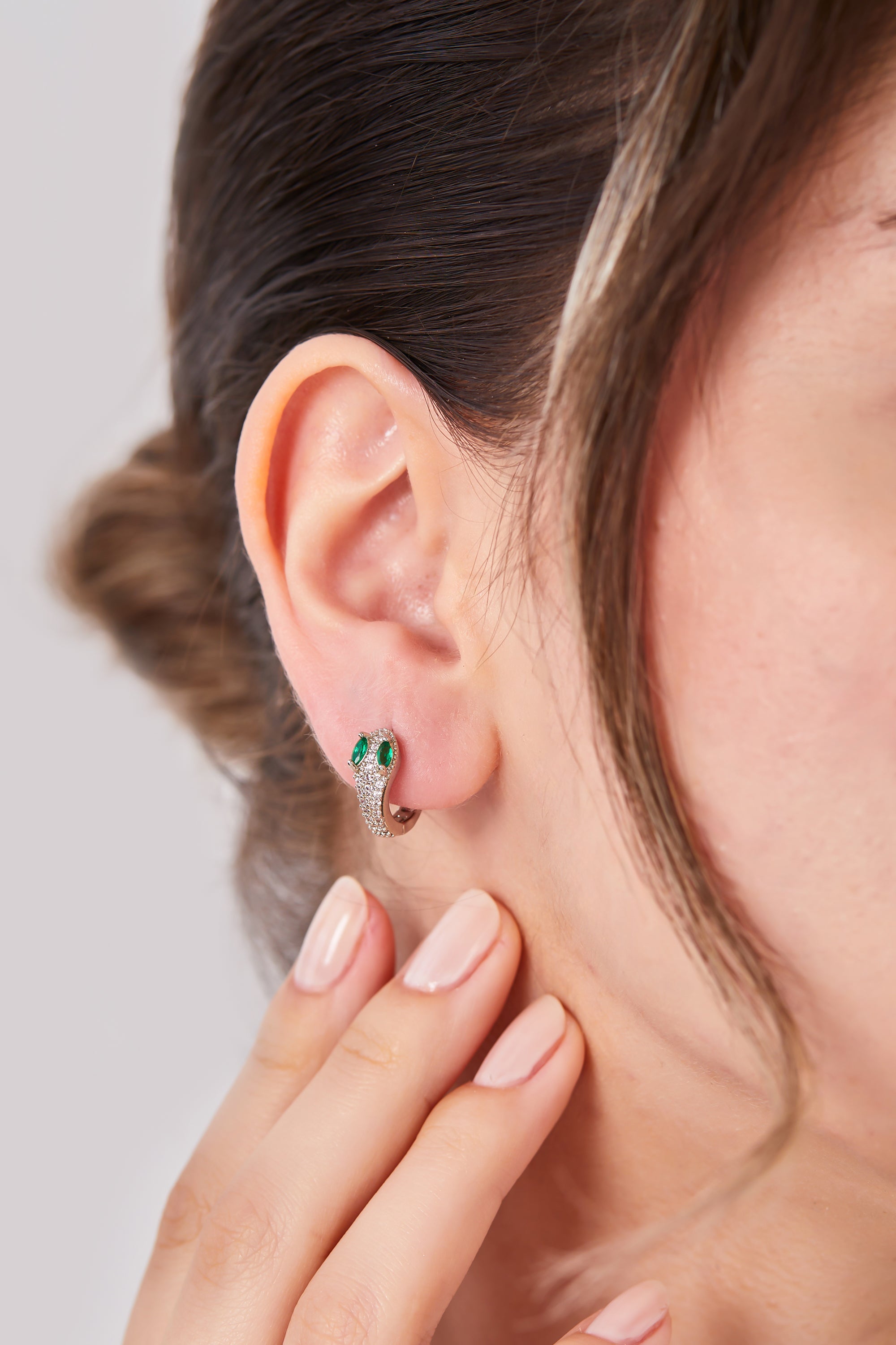 22 Carat Gold Plated White Snake Earring