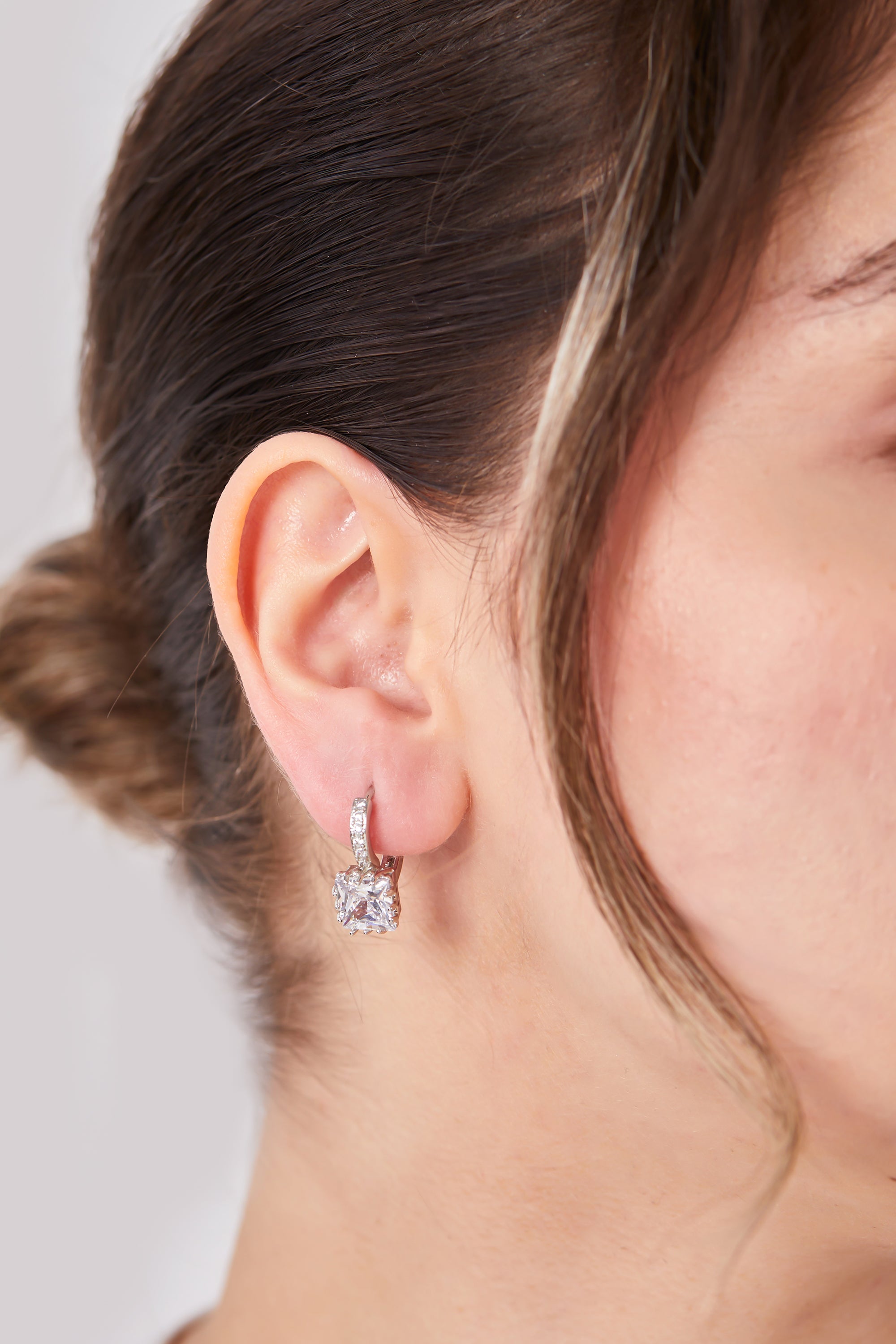 22 Carat Gold Plated White Single Stone Earring