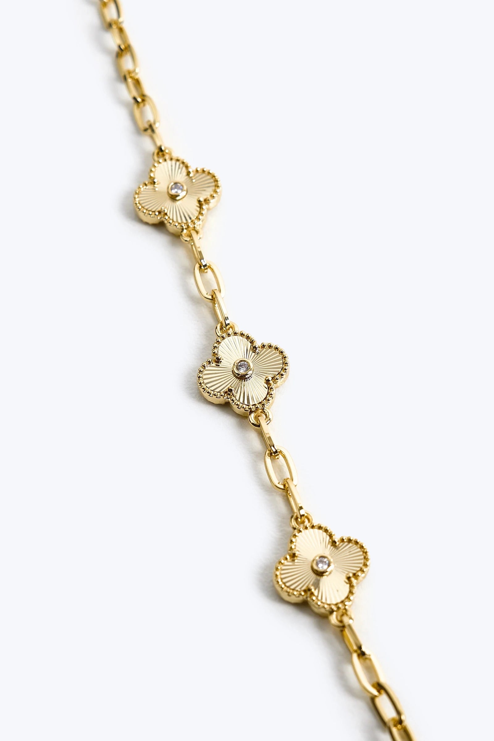 14K Altın Kaplama Taşlı Yonca Bileklik