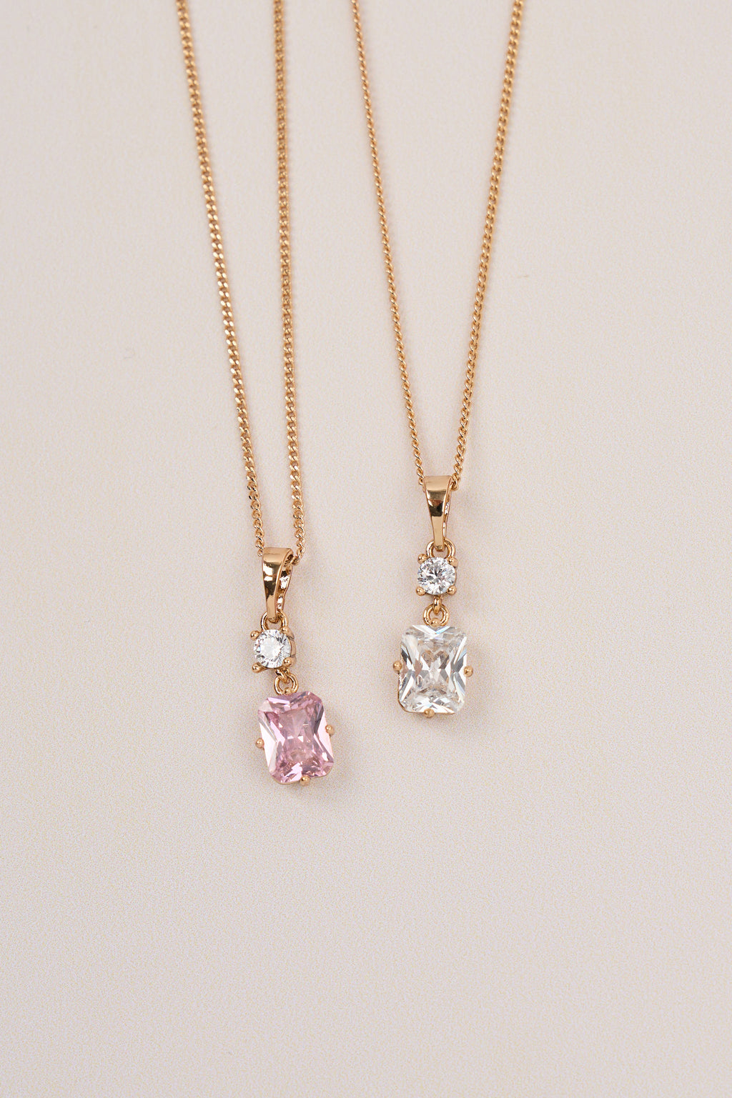 Xuping Baguette Model Stone Necklace Pink