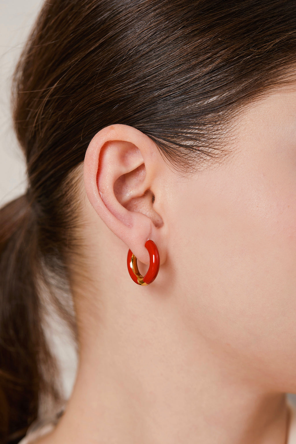 Steel Hoop Earring Red