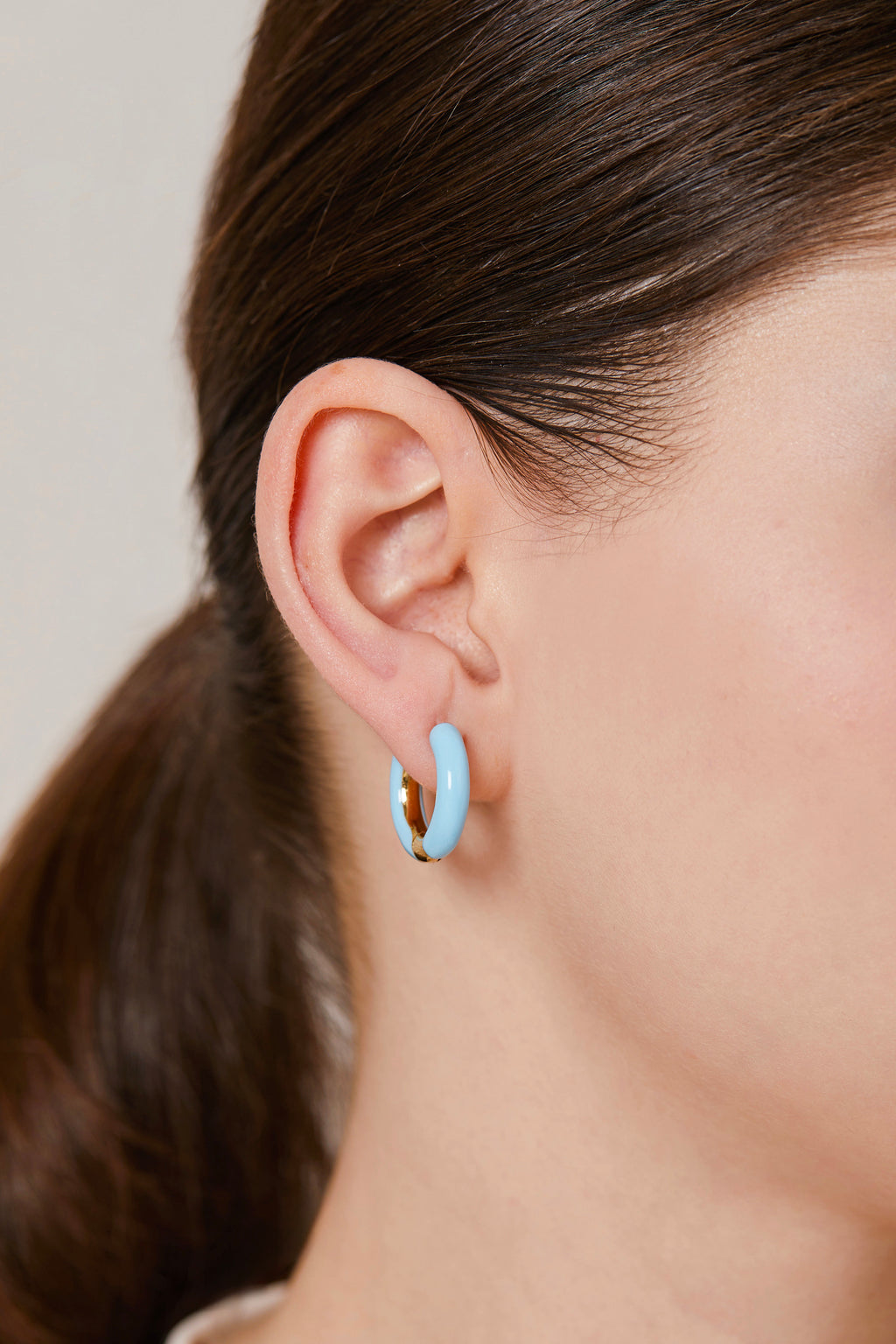 Steel Hoop Earrings Blue