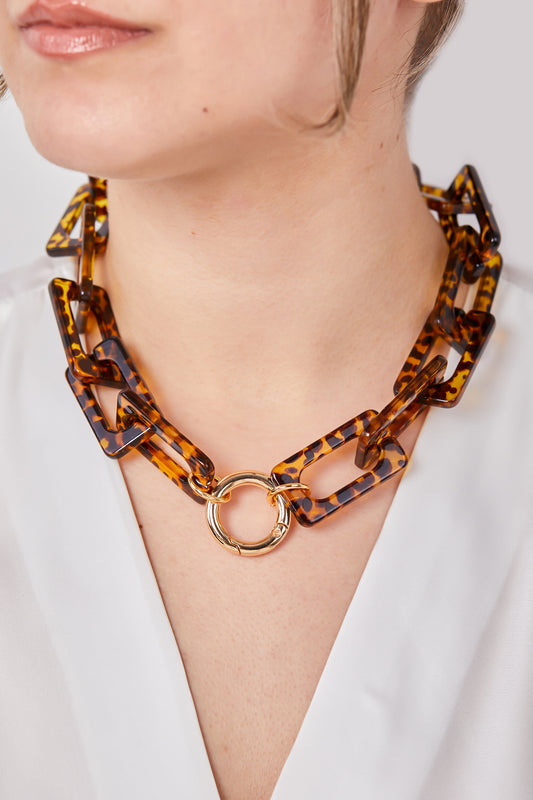 Leopar Detaylı Marjin Kolye