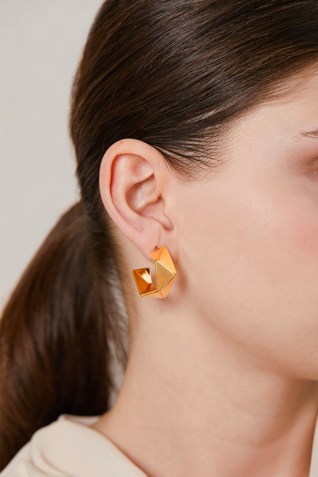 Steel Angular Earrings Gold