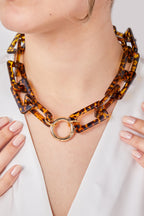 Leopar Detaylı Marjin Kolye