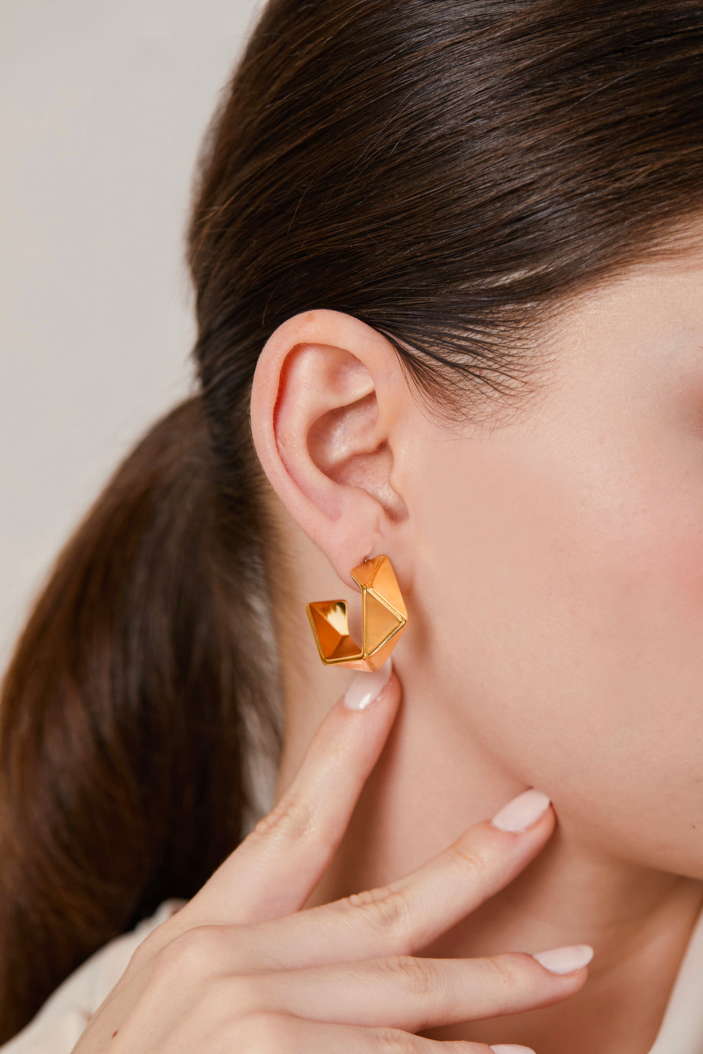 Steel Angular Earrings Gold