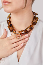 Leopar Detaylı Marjin Kolye