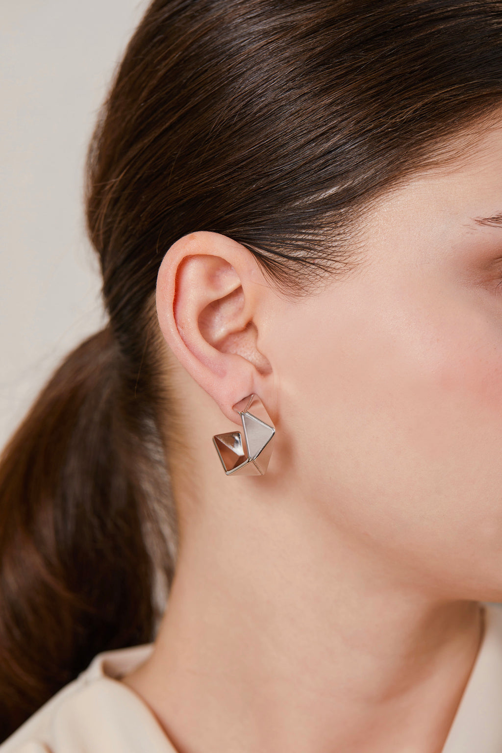 Steel Angular Earring Silver