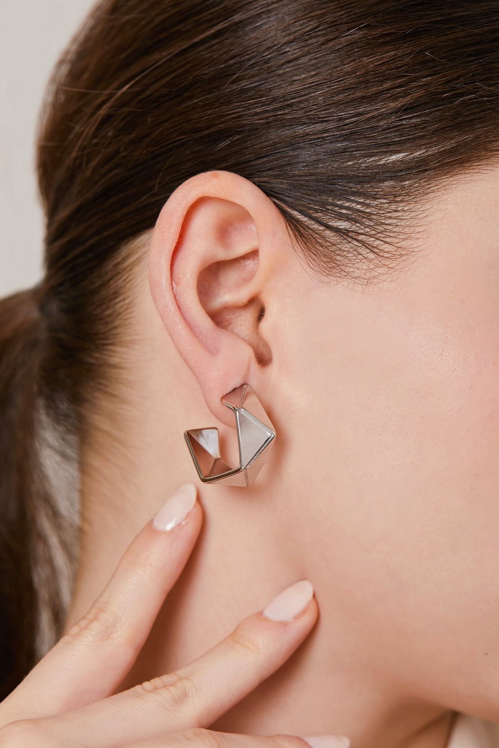 Steel Angular Earring Silver