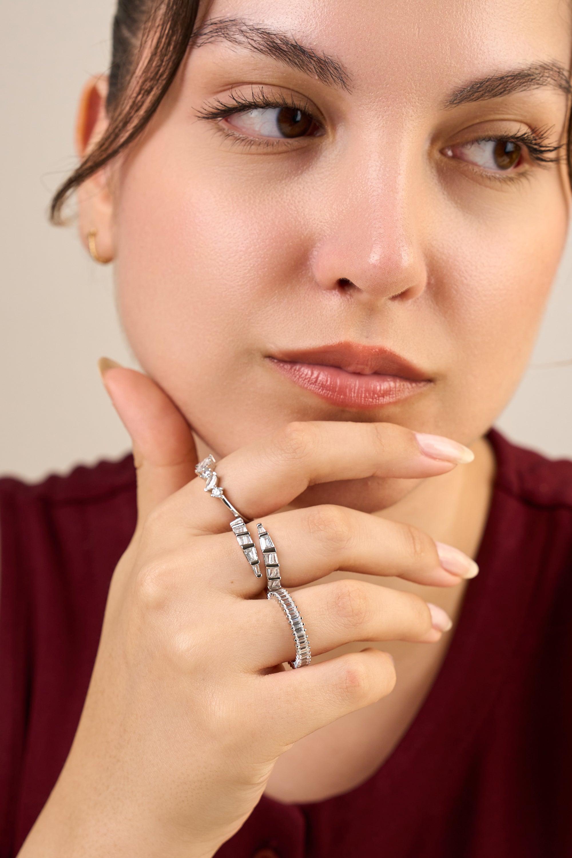 Baget Taşlı Bvl Yüzük Silver