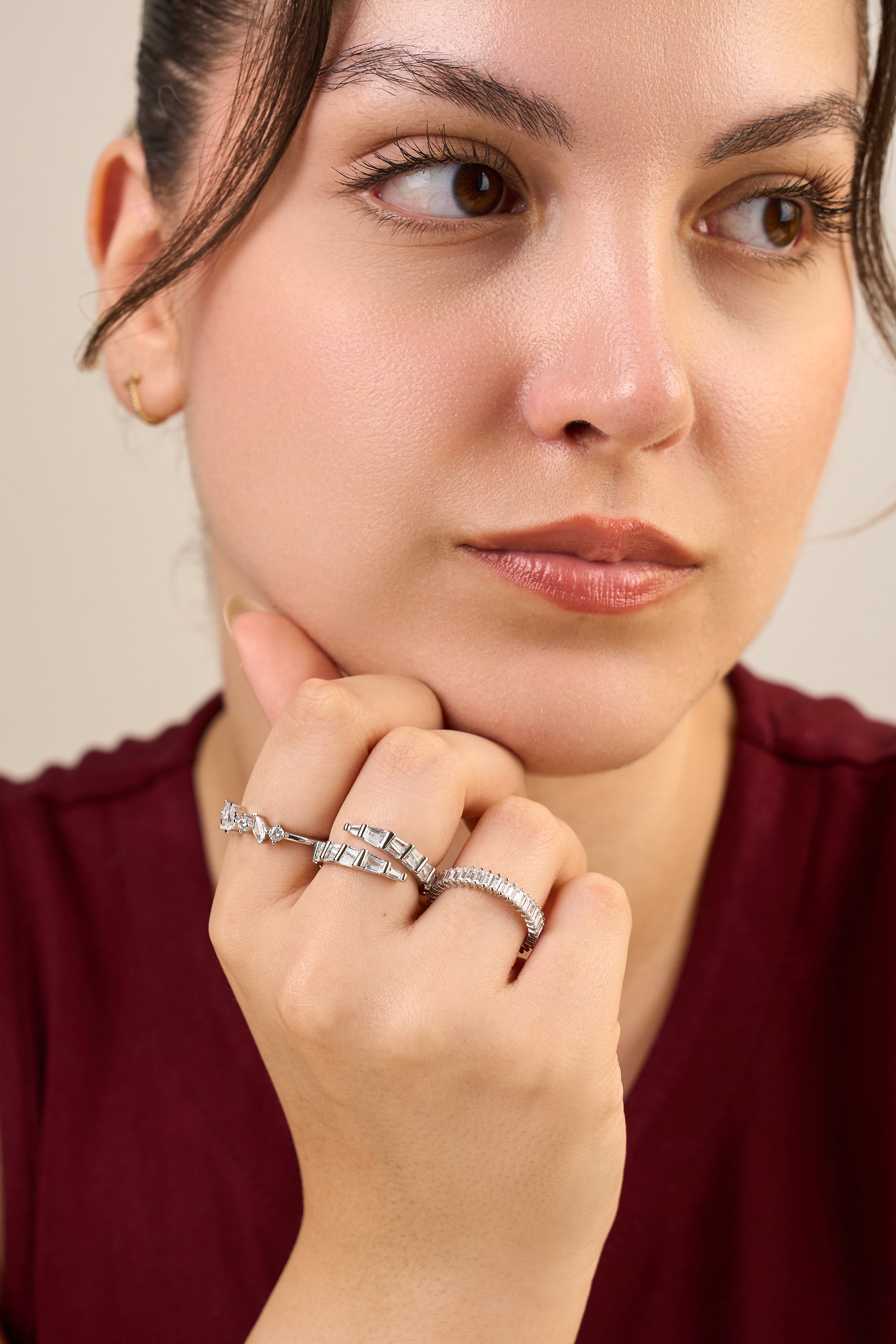 Baget Taşlı Bvl Yüzük Silver
