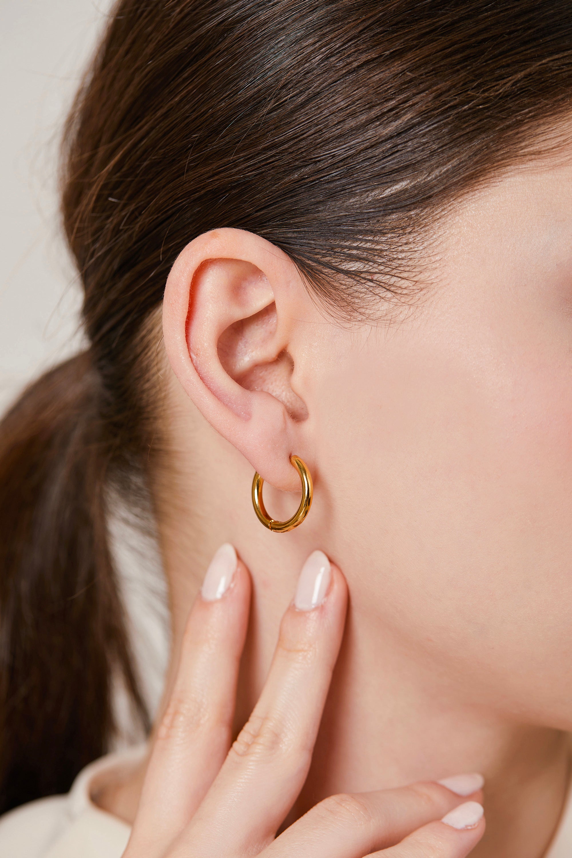 Steel Mini Hoop Earrings Gold 